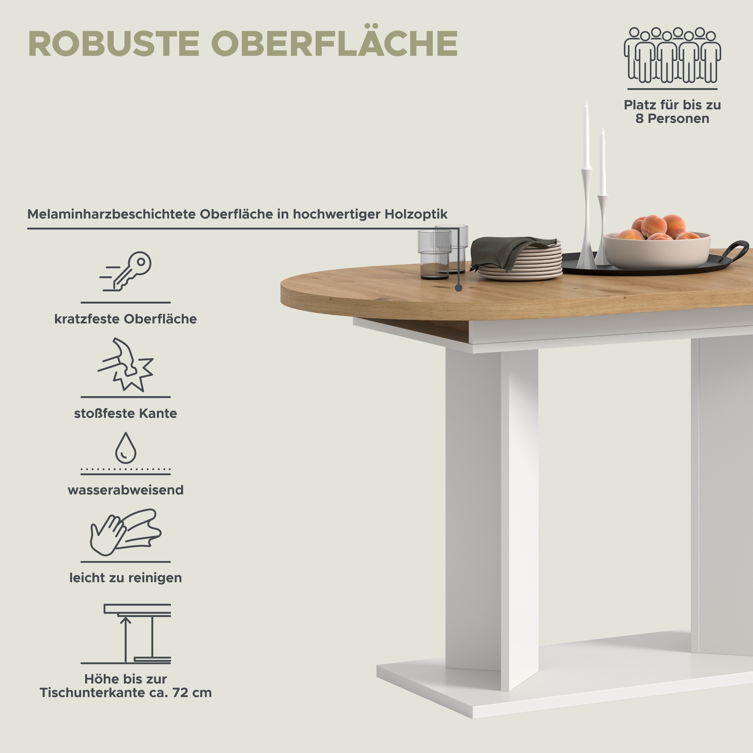 Home affaire Esstisch 1 Stk. tlg. Tisch, Esstisch, Esszimmer, Küche