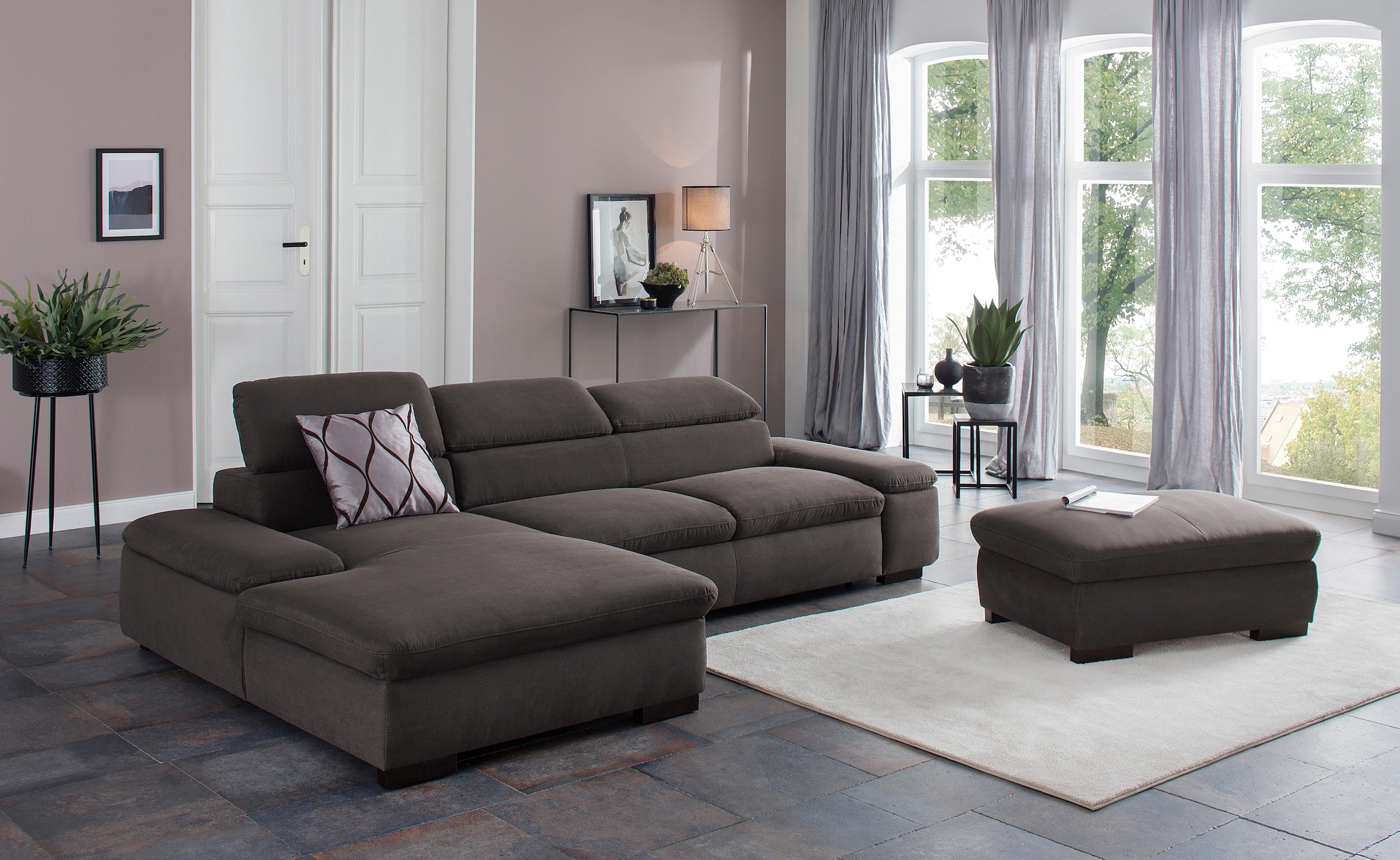 Home affaire Ecksofa »Alberto L-Form«, mit Kopfteilverstellung, wahlweise mit Bettfunktion