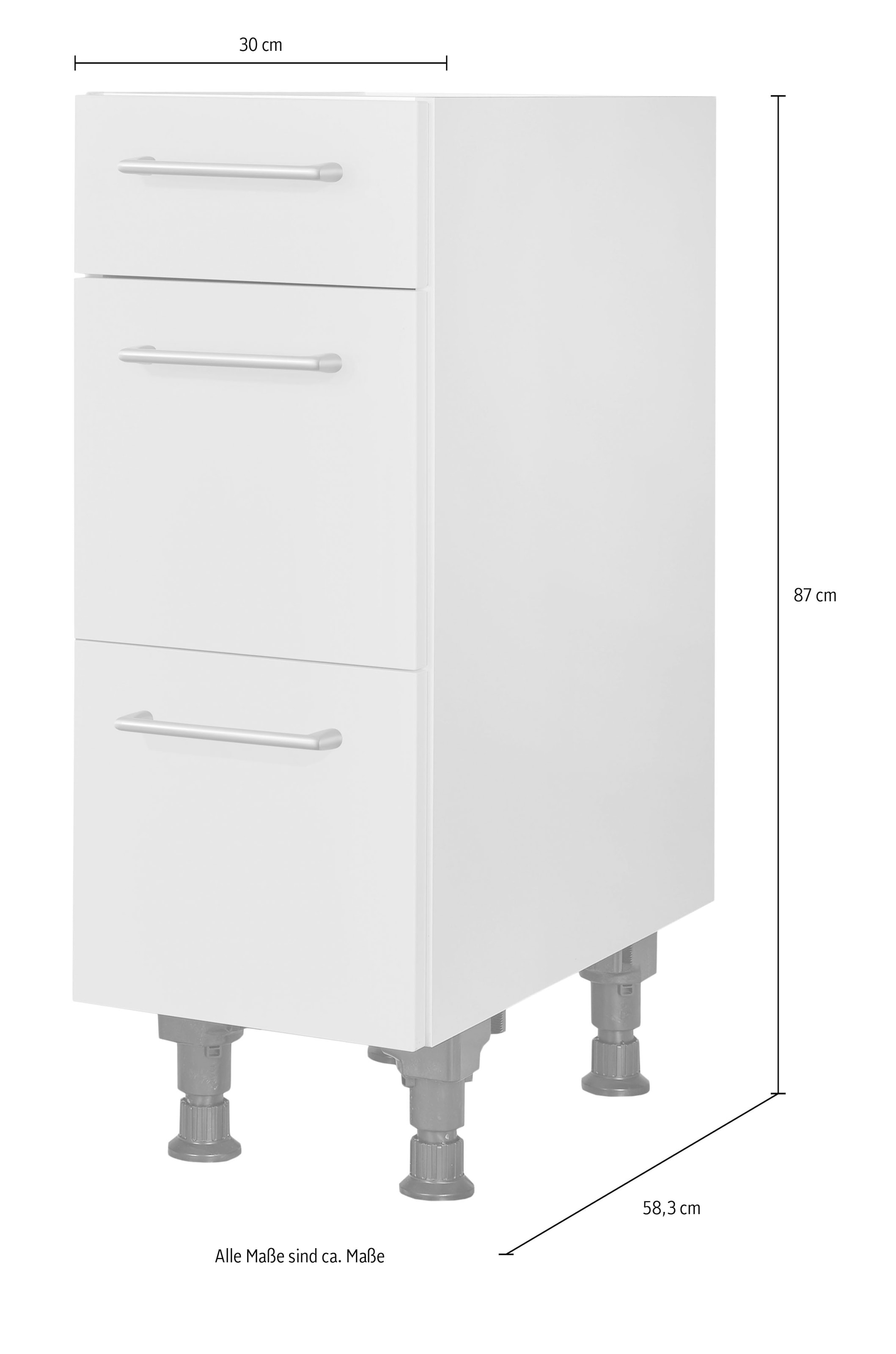 nobilia® Unterschrank »"Laser", vormontiert, mit höhenverstellbaren Sockelfüßen, in den« Breiten 30, 45, 60 und 90 cm, mit Schubkasten und Auszügen