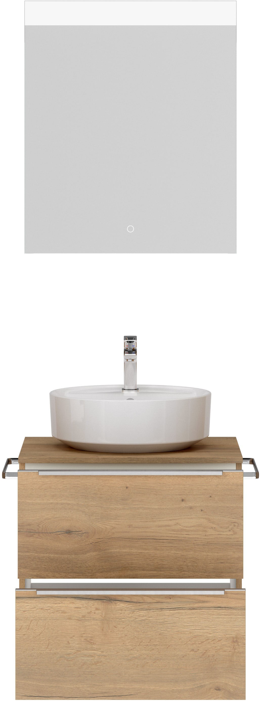 nobilia® Badmöbel-Set »Alvene«, (2 St., vormontiert, mit Soft-Close), inkl. Spiegel mit Touch-Sensor, in vier Breiten