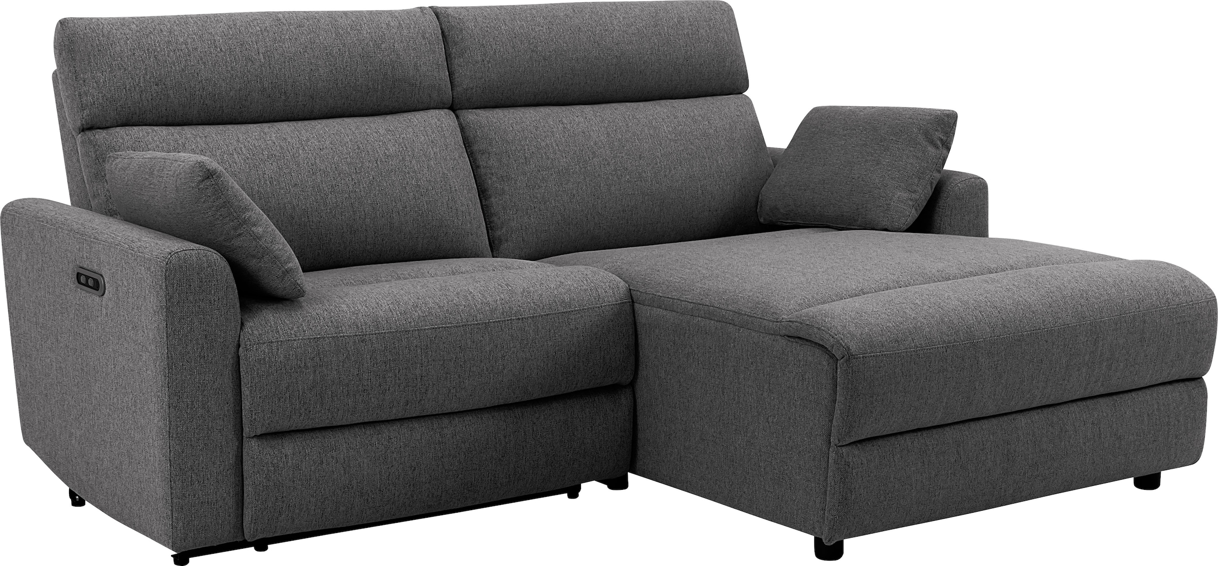 INOSIGN Ecksofa »JENNA, L-Form, 209cm, manuelle u. elektrische Funktion, mit USB A/C,«, Liegefunktion 105°-150°, Federkern, Struktur fein