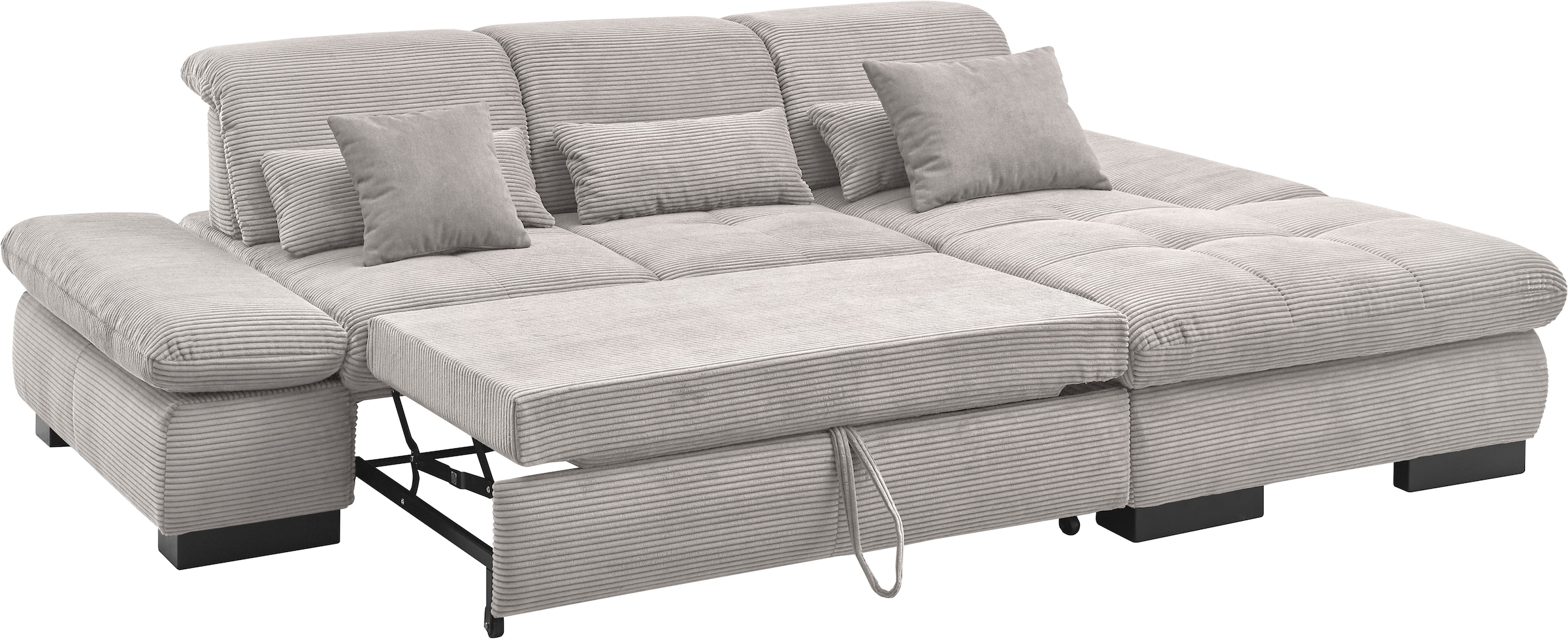 set one by Musterring Ecksofa »SO4100 V«, mit verstellbaren Kopfteilen, wahlweise mit Funktionen, Cord-Bezug