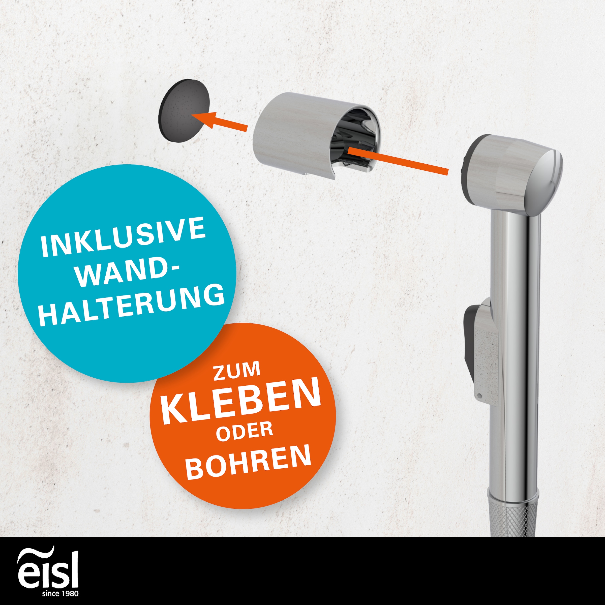 Eisl Brausegarnitur Kunststoff-Brauseschlauch mit Handbrausehalter