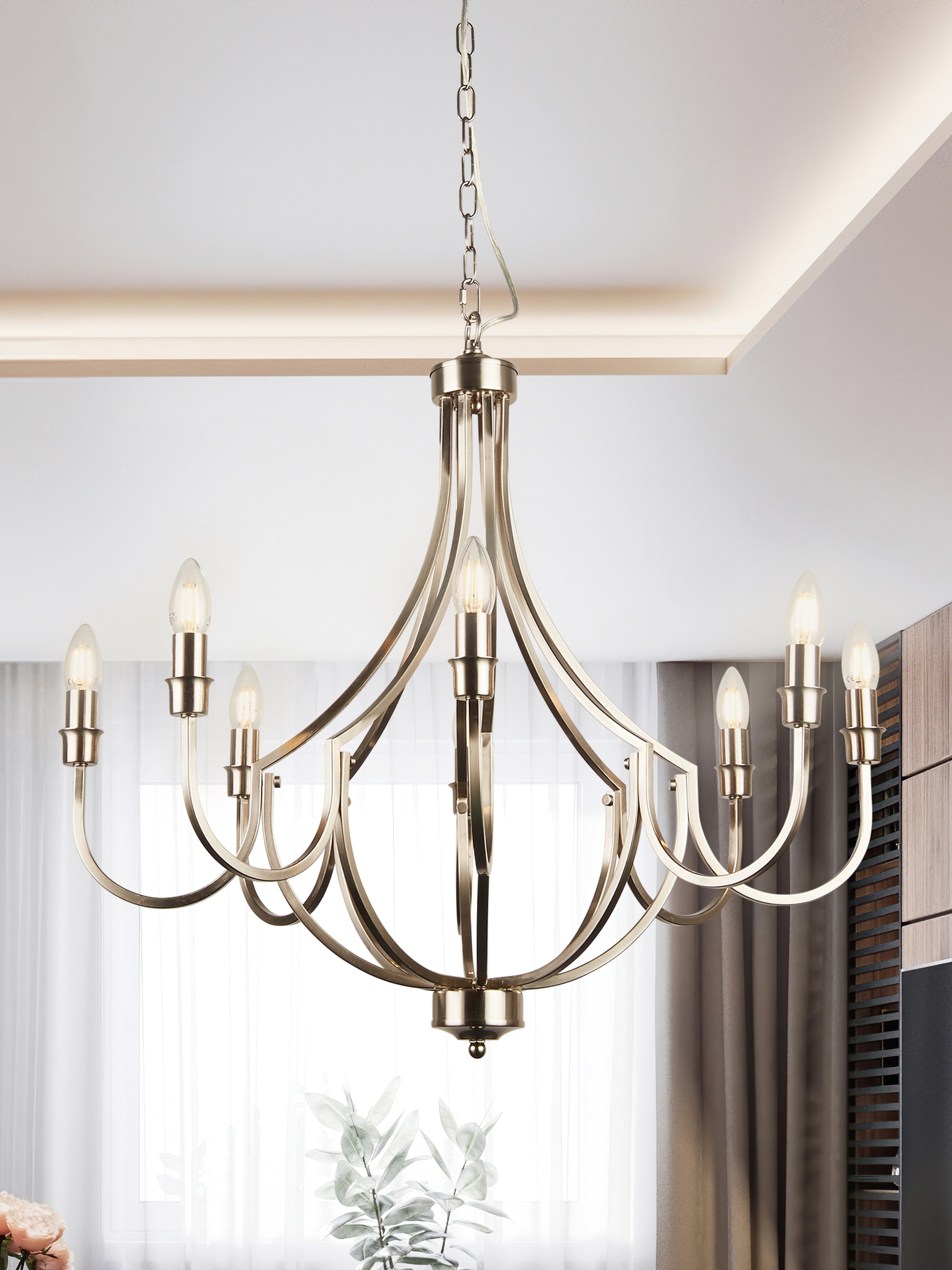 Searchlight Kronleuchter »Hängeleuchte Lodge, 8-flammig«, 8 flammig, Leuchtmittel E14 | ohne Leuchtmittel, Elegante Optik