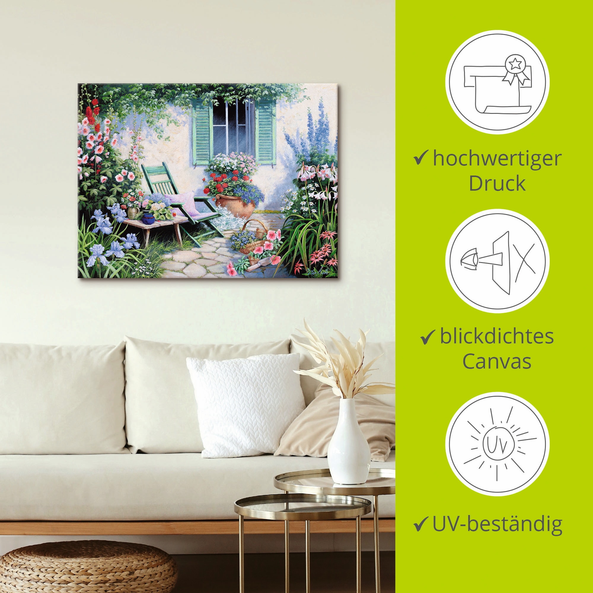 Artland Wandbild »Ein schöner Platz«, Garten, (1 St.), als Leinwandbild, Poster in verschied. Größen