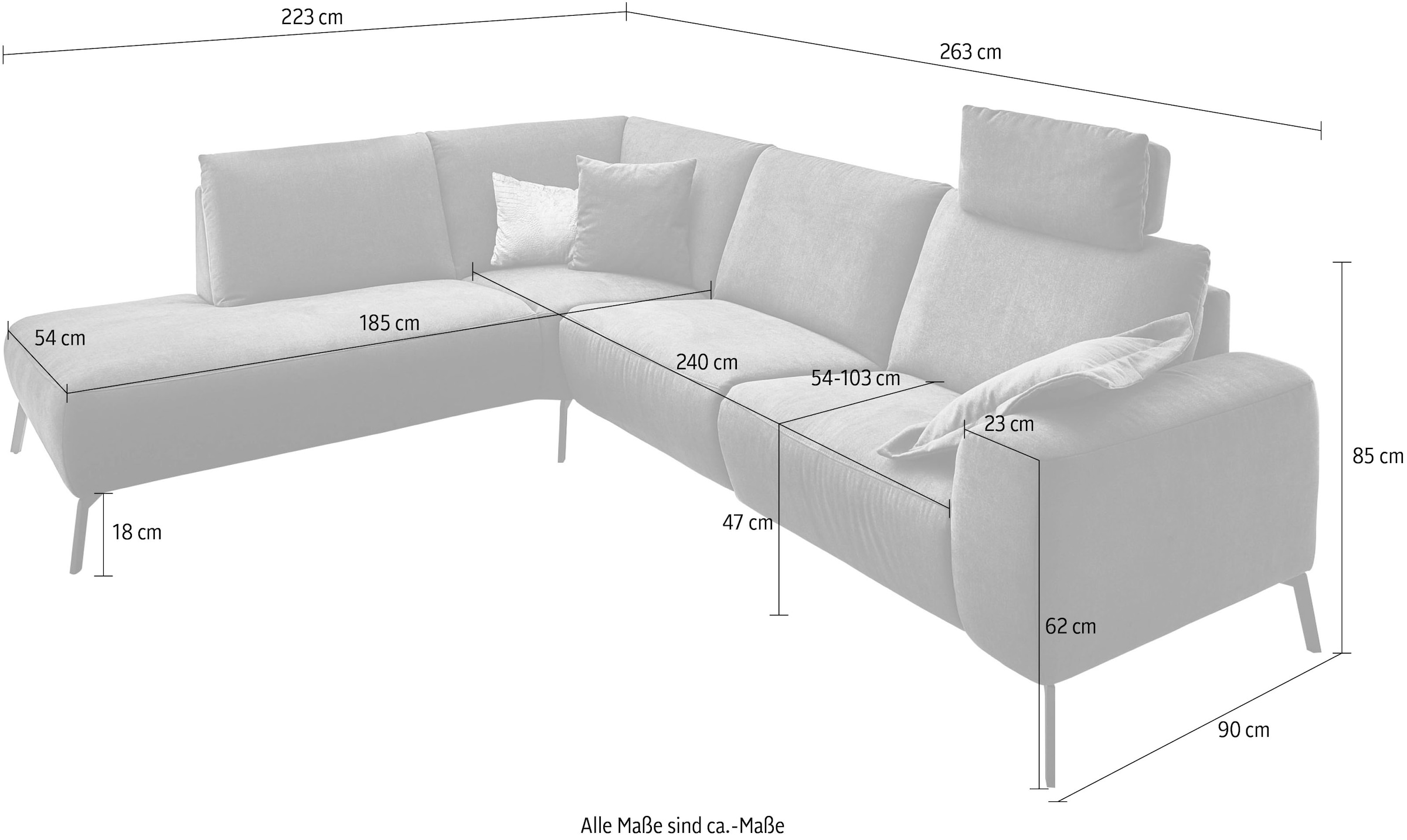 INOSIGN Ecksofa »Bellini L-Form«, incl. motorischer Relaxfunktio, wahlweise Easy Care-Bezug