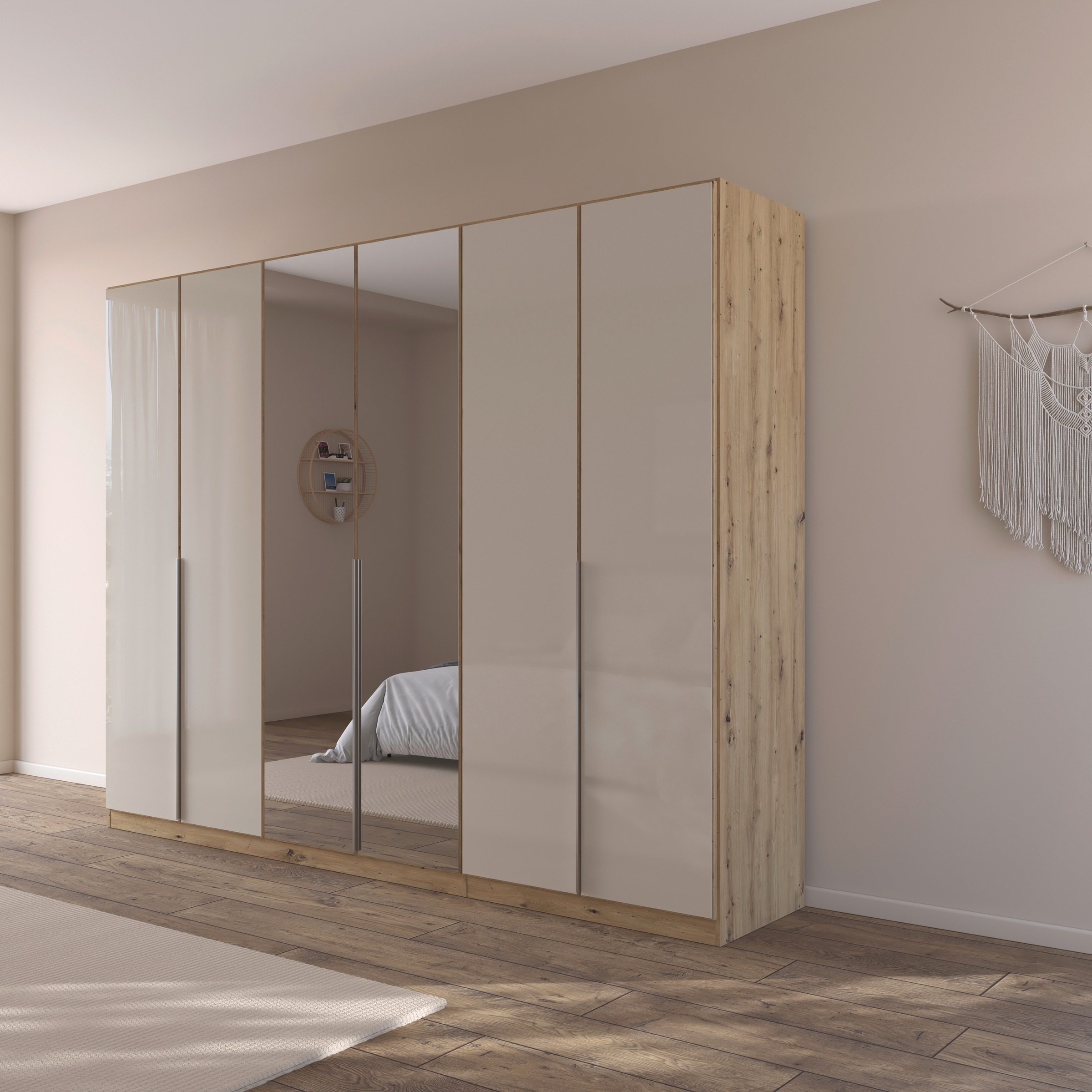rauch Drehtürenschrank »Kleiderschrank Kleiderschränke Schrank Garderobe AGORDO mit Glasfront«, (in zwei Griff-Farben), durchdachte Innenausstattung, in 6 Breiten und 2 Höhen MADE IN GERMANY