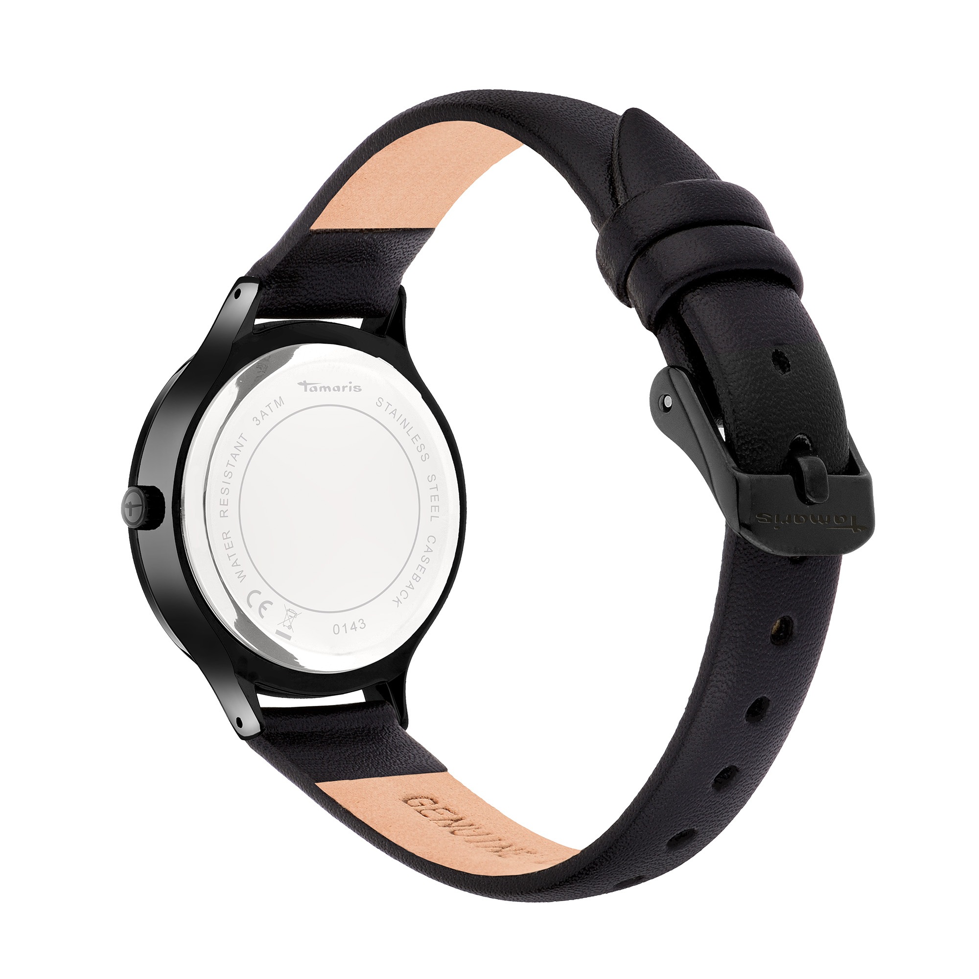 Tamaris Quarzuhr »Romantic Flowers« Armbanduhr, Damenuhr, Lederarmband, analog, Zirkonia (synth.)