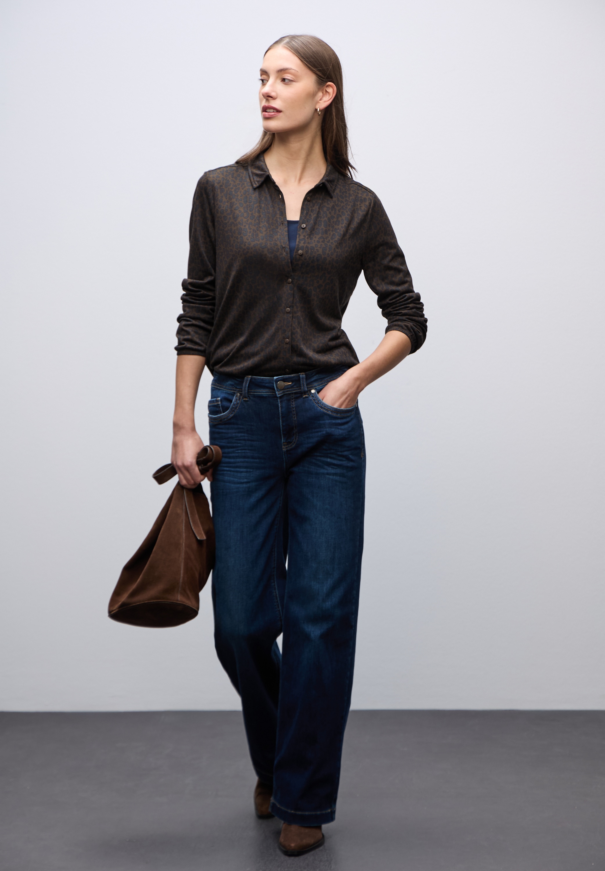 STREET ONE Langarmshirt mit Leo-Print