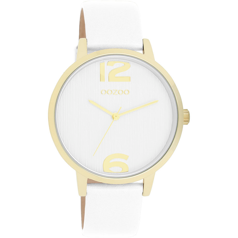 OOZOO Quarzuhr Armbanduhr, Damenuhr, IP-Beschichtung, analog weiß Stilvolle Armbanduhr für Damen