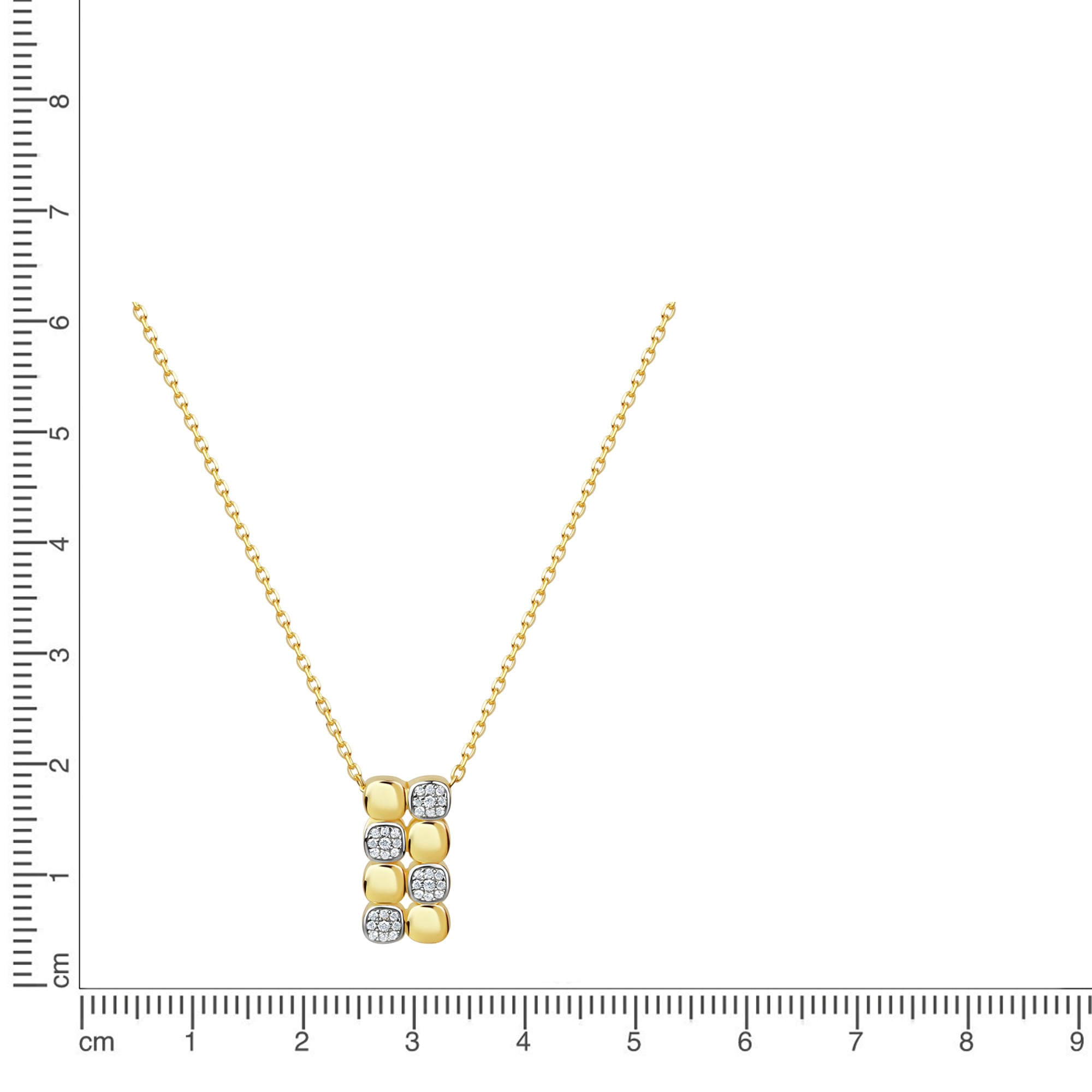 Firetti Kette mit Anhänger »Geschenk Silber 925 Halsschmuck Halskette Ankerkette Vierecke bicolor« mit Zirkonia (synth.)