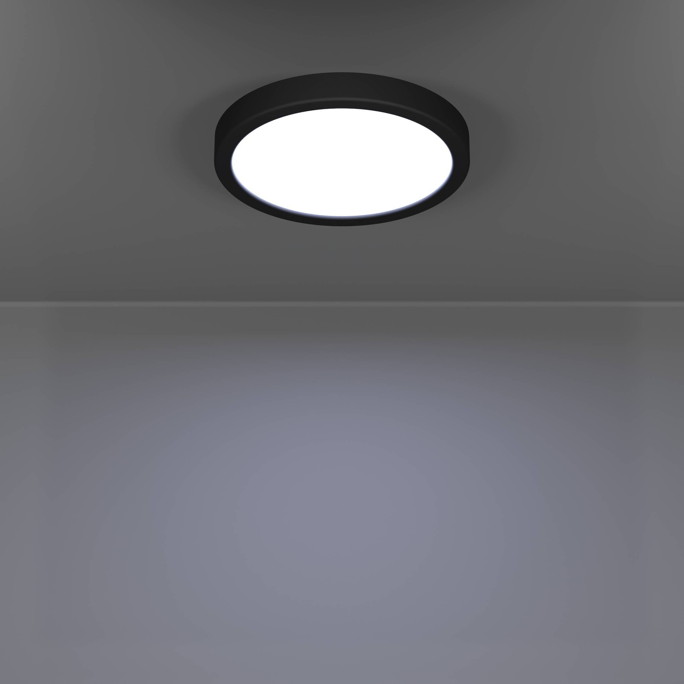 EGLO Aufbauleuchte »Fueva 6 Deckenleuchte, Badlampe Decke, Kunststoff, Deckenbeleuchtung« LED-Modul 1 Stk. Kaltweiß | Neutralweiß | Warmweiß Aufbauleuchte - H2,5 x Ø21,1 cm - schwarz - 11,5W inkl.