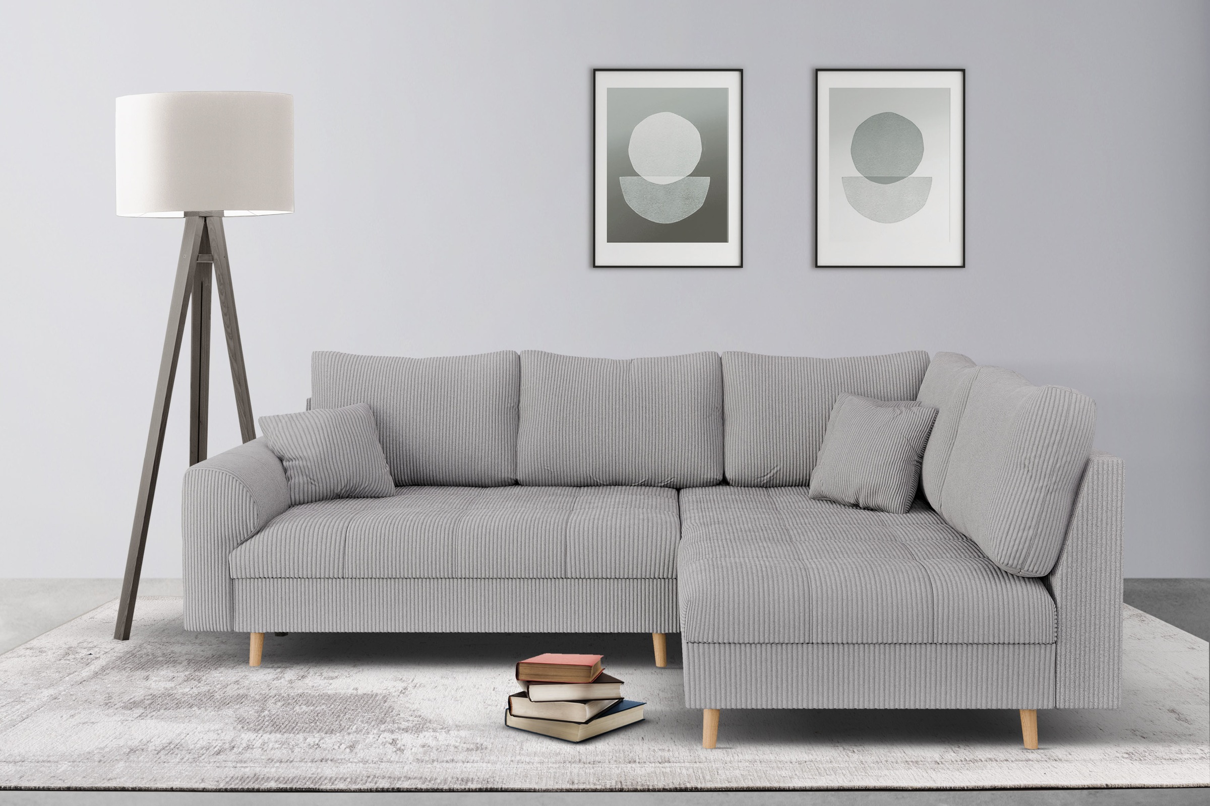 Home affaire Ecksofa »CHARRE L-Form mit Ottomane, Maße B/T/H: 231/161/81 cm« feine Steppung, lose Rücken- und Zierkissen, auch in Cord und Bouclé