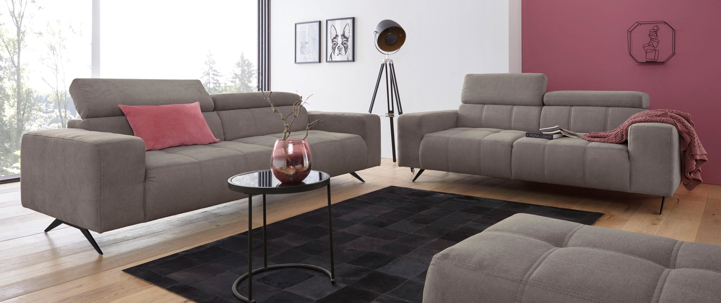 DOMO collection 2-Sitzer »Trento, mit Kufenfuß oder Einzelfuß«, wahlweise mit Kopfteilverstellung und in zwei Größen erhältlich