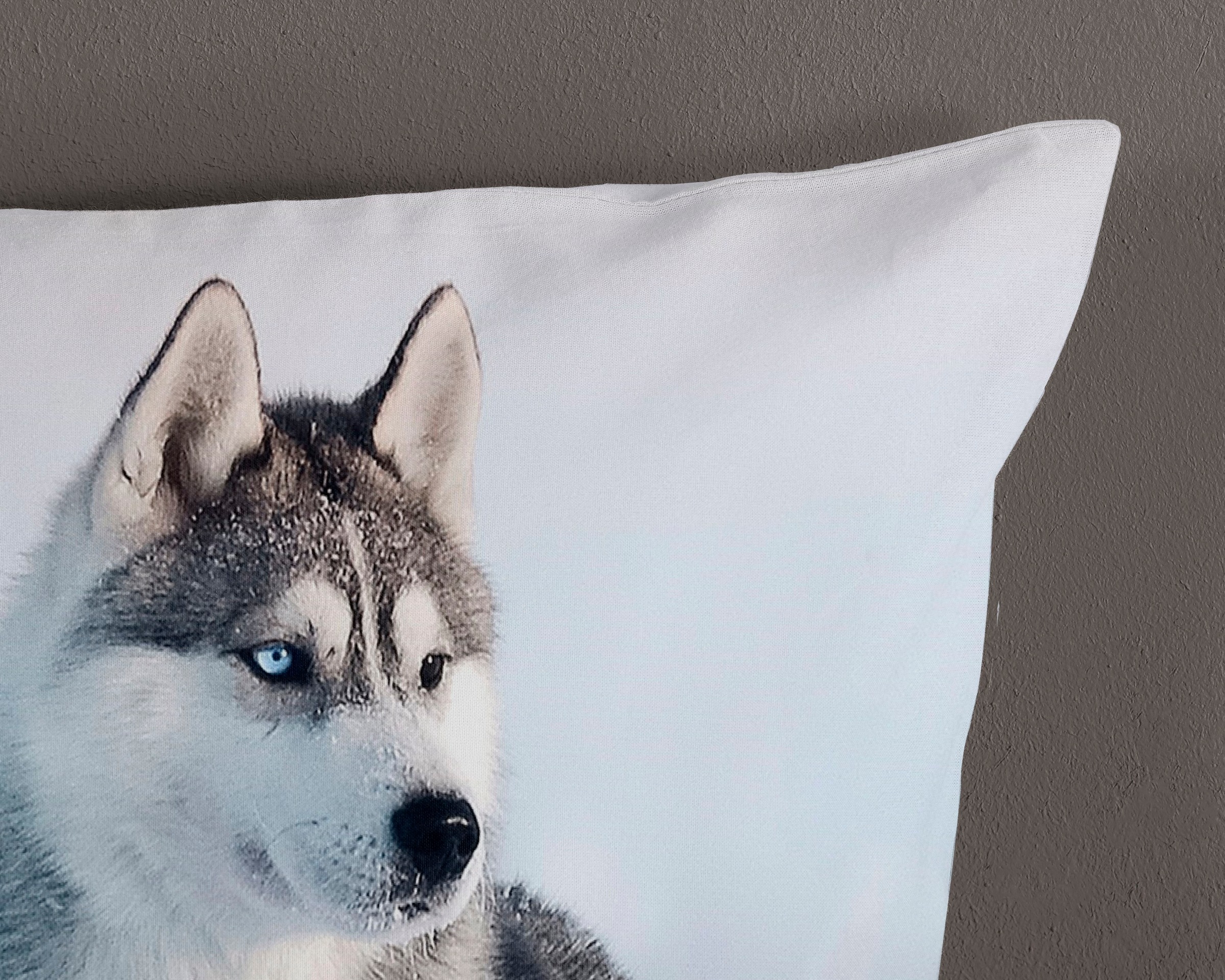 good morning Wendebettwäsche »Sachar«, Baumwolle, 135x200, Reißverschluss, Wendeoptik, Winter, Husky, Blau