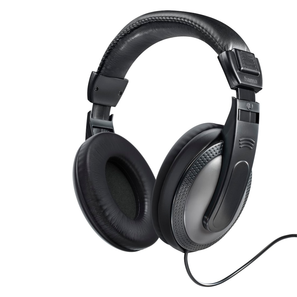 Hama Over-Ear-Kopfhörer »Kopfhörer Over-Ear, langes Kabel, 3,5- und 6,35 mm Klinkenstecker«, Geräuschisolierung, Schwarz, sichere Signalübertragung