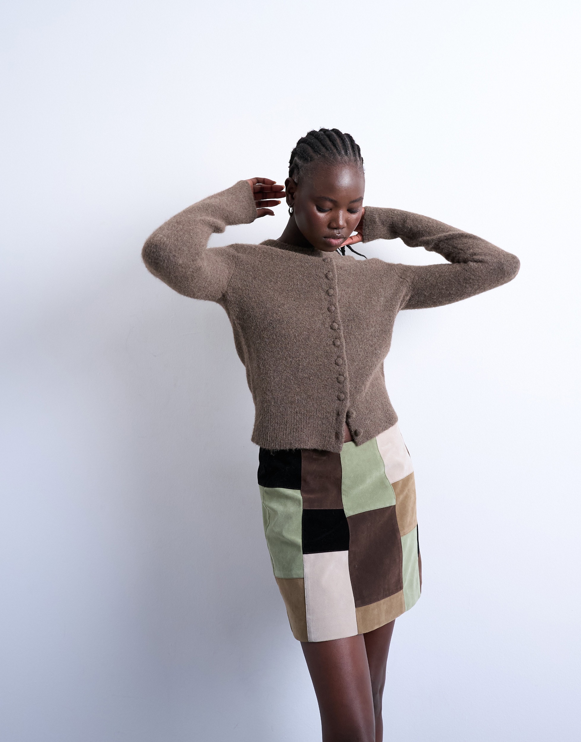 TOPSHOP Strickjacke »TSSIA KNITTED CARDIGAN NOOS« Materialmix, regular fit