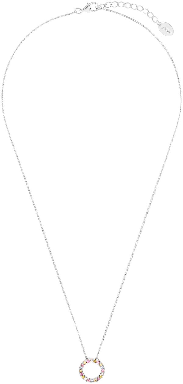 s.Oliver Kette mit Anhänger »Kreis, Regenbogen-Optik, 2037837«, mit Zirkonia (synth.)