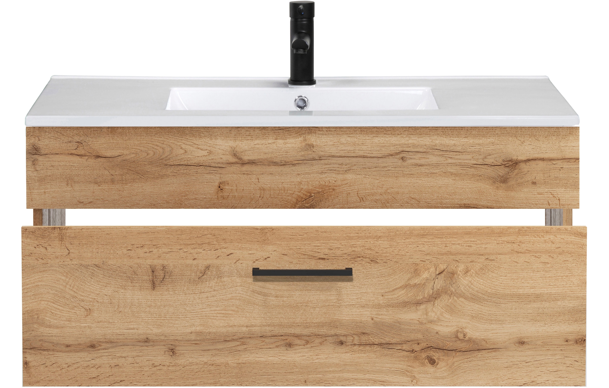 welltime Waschtisch »Trento Light, 60cm, 80cm, 100cm, Keramik-Auflagebecken«, 1 feste Blende und 1 Auszug