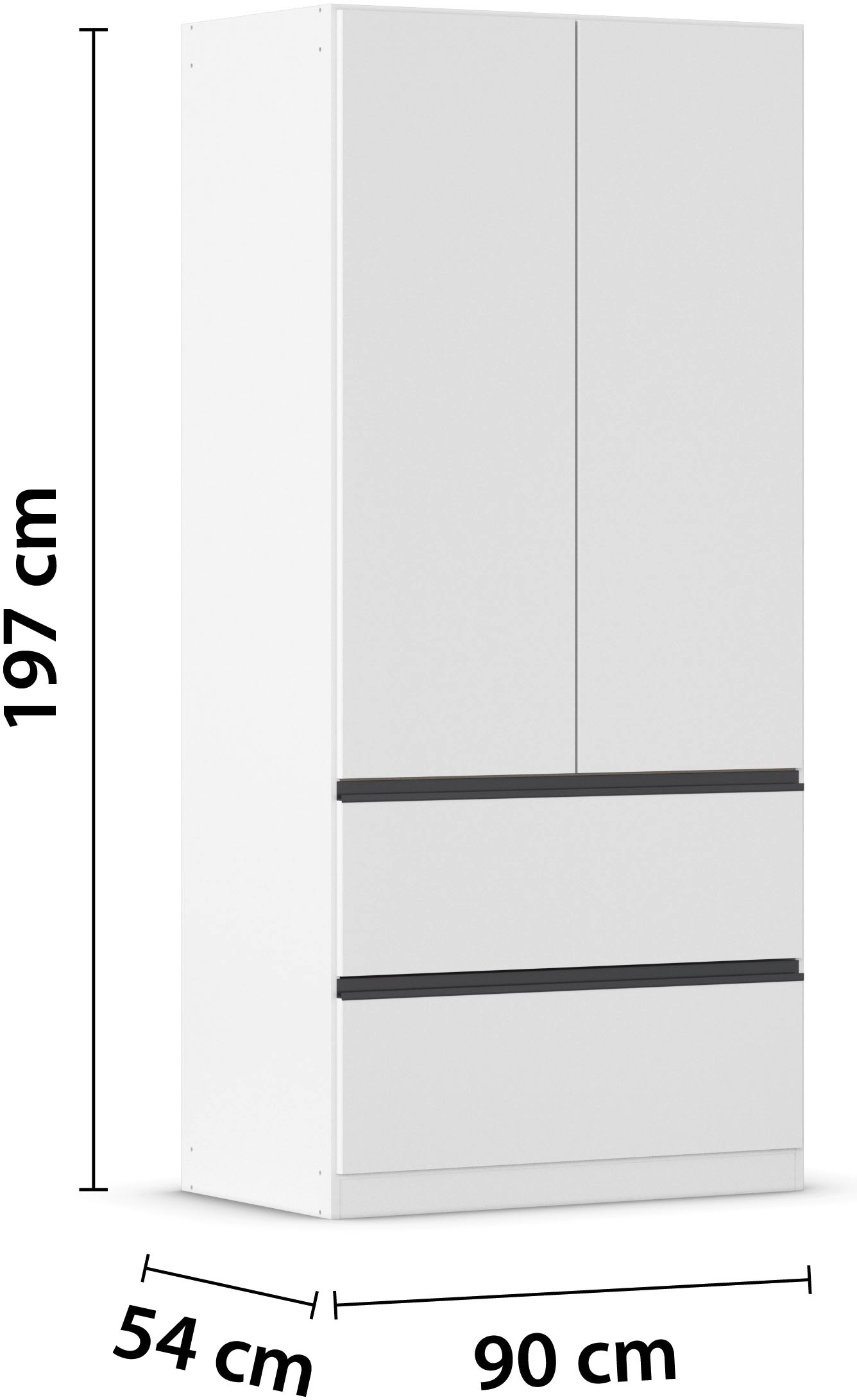 rauch Drehtürenschrank »Kleiderschrank Schrank Garderobe Wäscheschrank COSTA in 3 Breiten«, viel Platz, grifflose Front und Push-to-Open Funktion MADE IN GERMANY