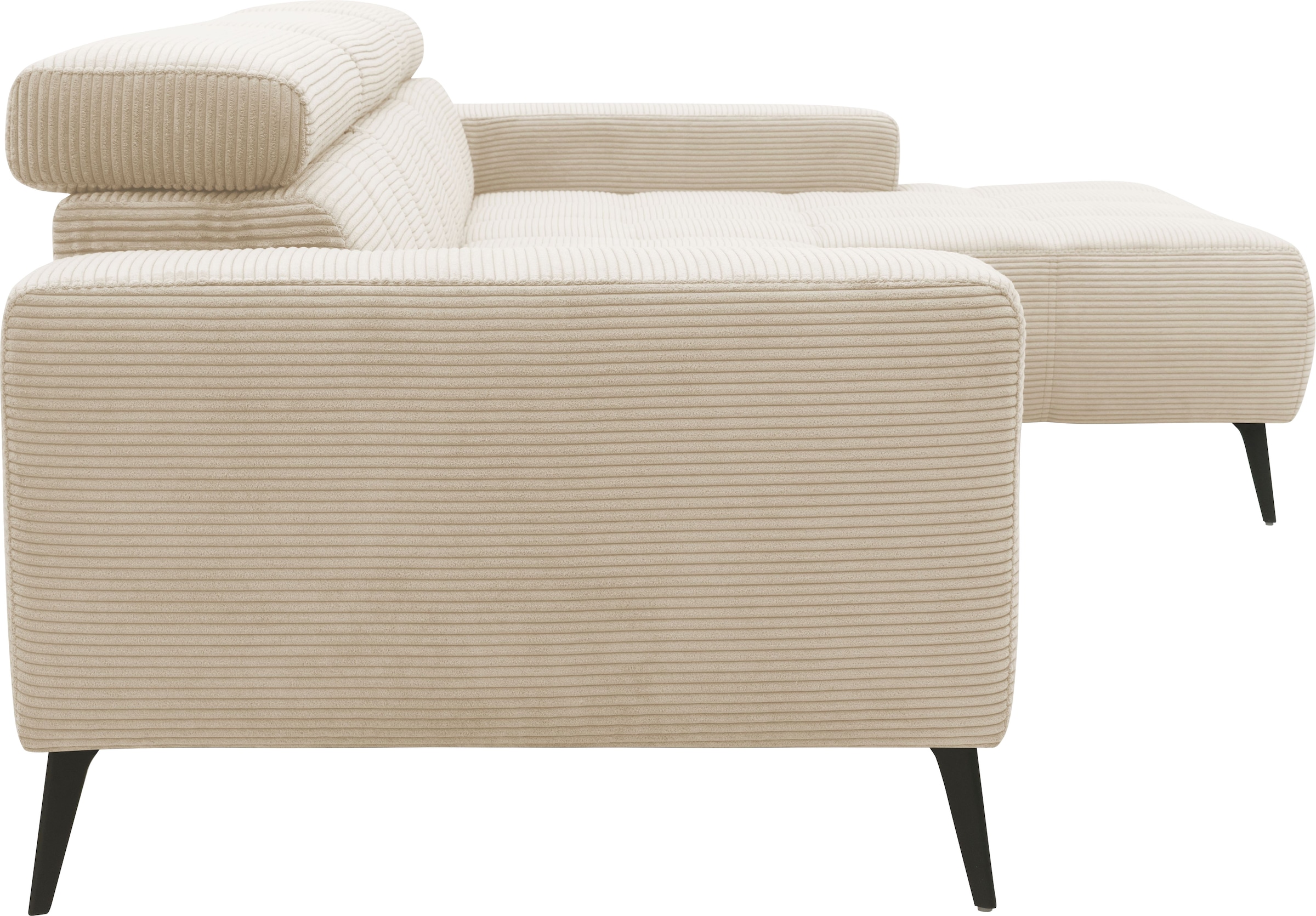 DOMO collection Ecksofa »Trento L-Form, mit Kufenfuß oder Einzelfuß«, wahlweise mit Kopfteilverstellung, Recamiere links/rechts bestellbar