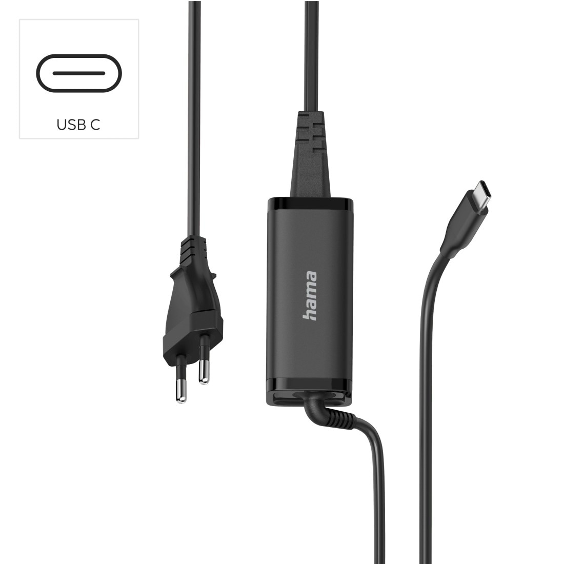 Hama Notebook-Netzteil »Laptop-Ladekabel 5-20V/65W, Universal, USB-C, GaN, Power Delivery«