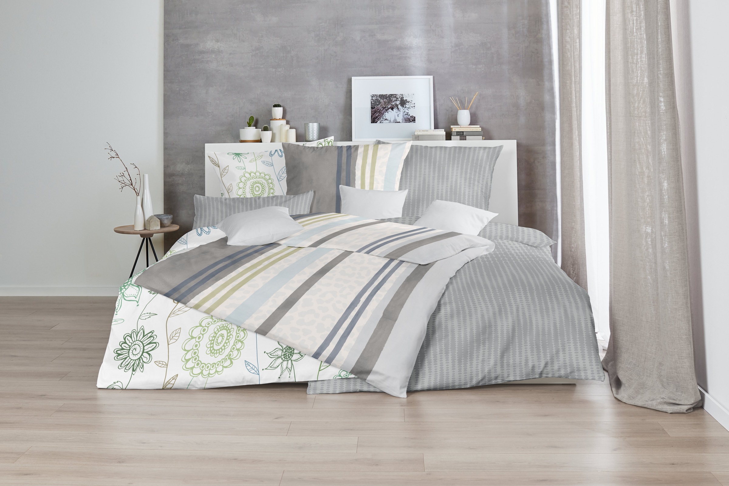 Primera Bettwäsche »Feinbiber-Bettwäsche Frida« 2 Stk. tlg. mit fröhlichem Blumenmuster