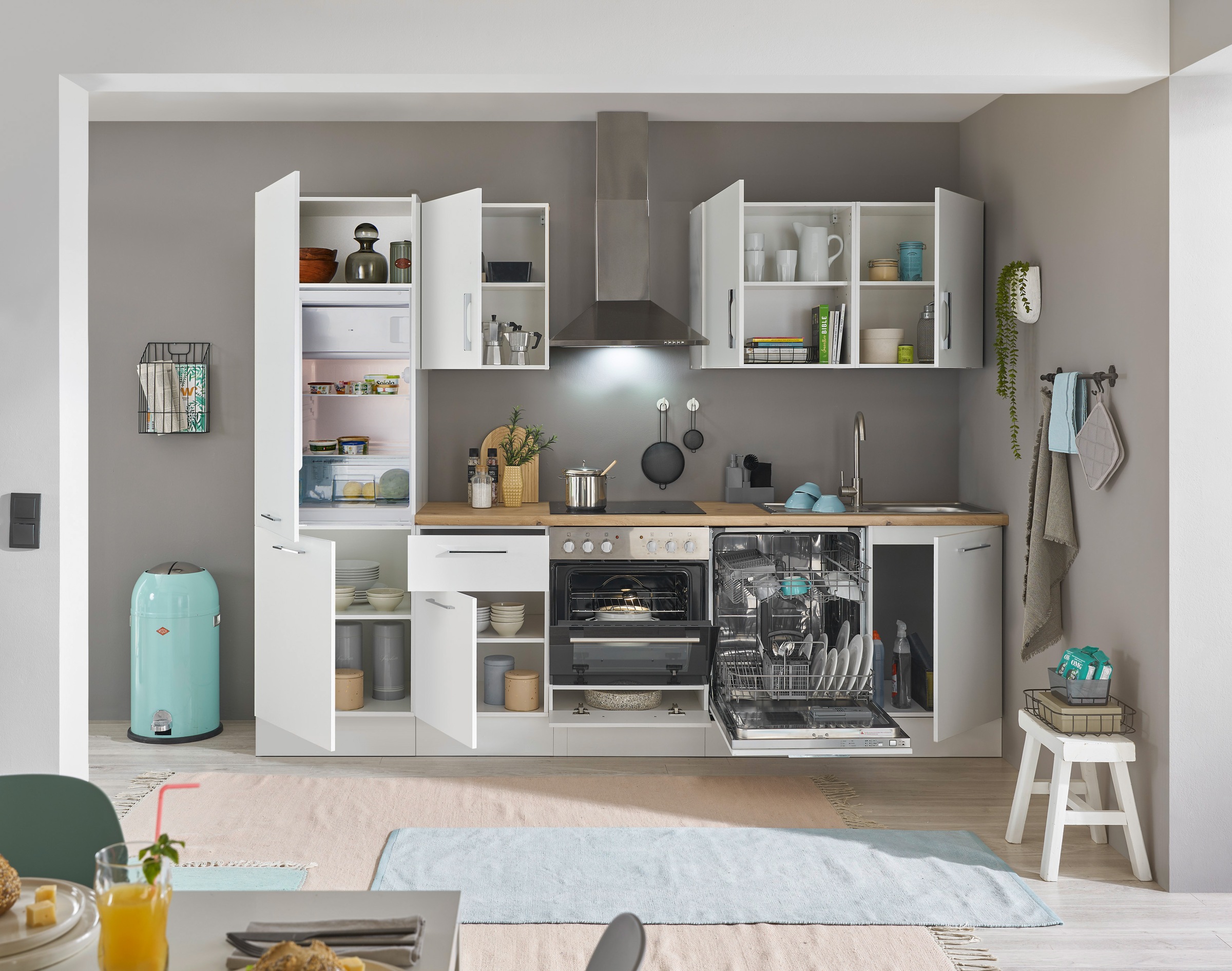 BASIC by Balculina Küchenzeile »Turin«, Breite 280 cm, wahlweise mit E-Geräten