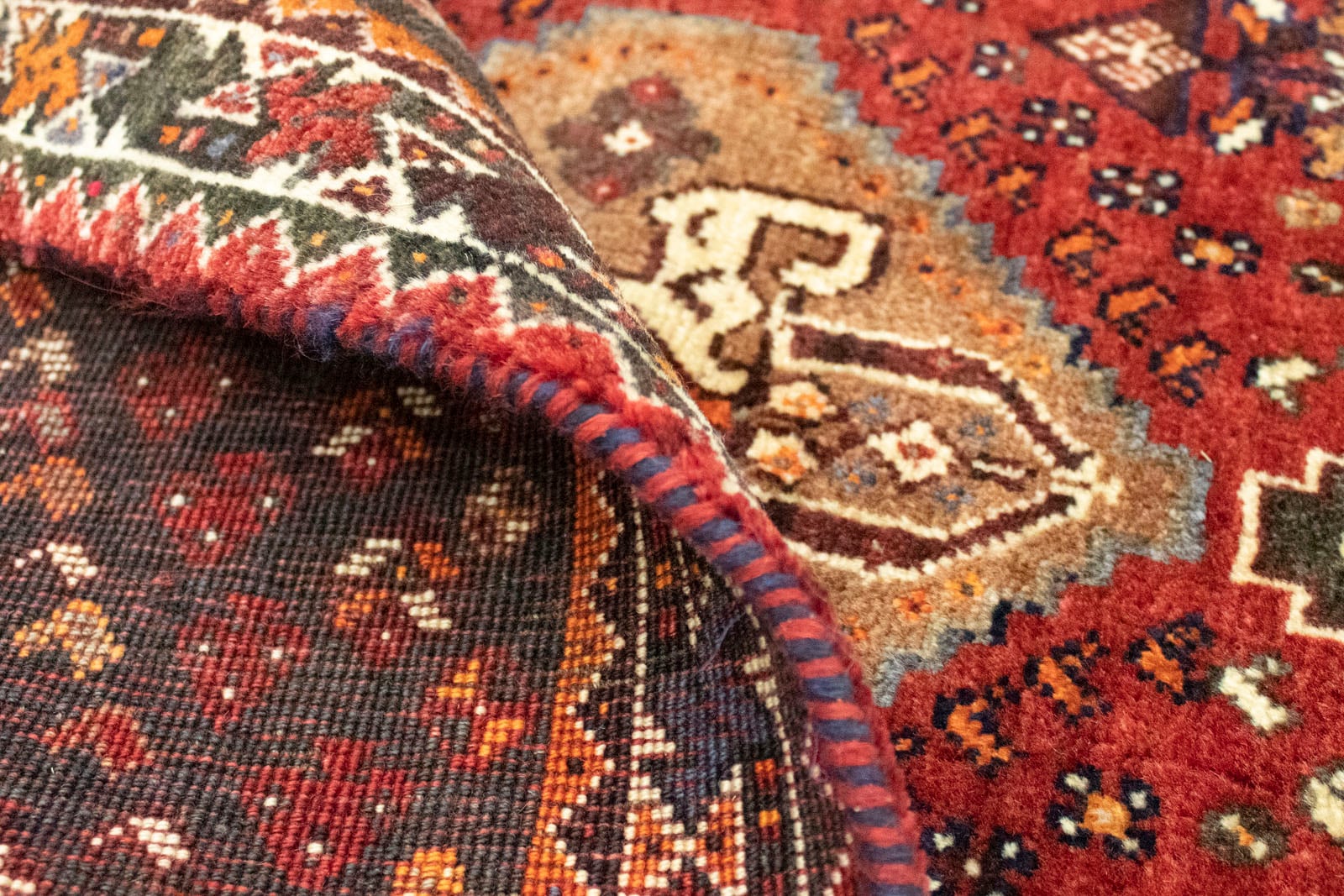 Teppich Rechnung morgenland handgeknüpft bestellen rechteckig, »Ghashghai auf handgeknüpft rot«, Wollteppich
