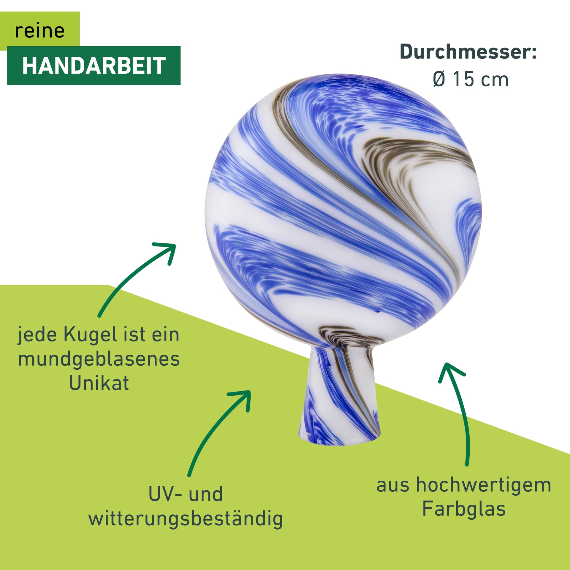Windhager Gartenstecker »Gartendeko Rosenkugel aus hochwertigem Farbglas, Outdoor« witterungsbeständig, Durchmesser 15 cm, erhältlich in blau oder rot