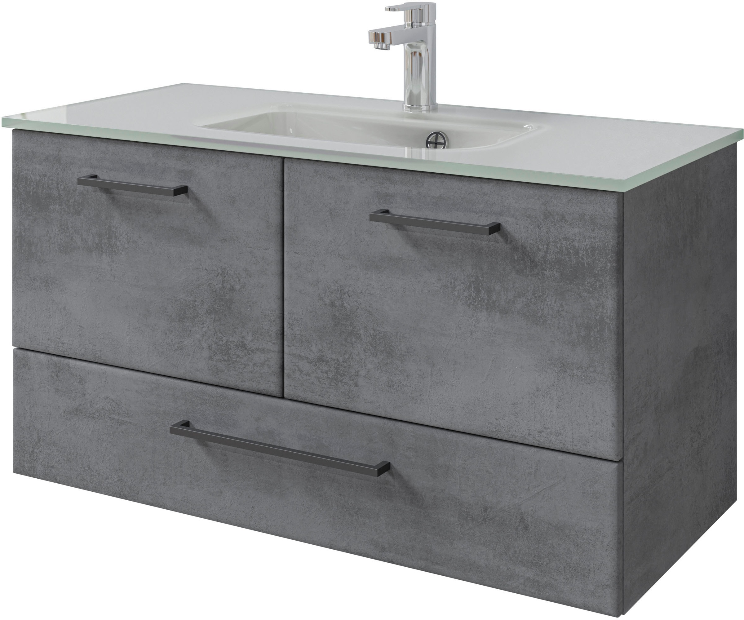 Saphir Badmöbel-Set »Quickset 945 Glas-Waschtisch mit Unterschrank, 99 cm b günstig online kaufen