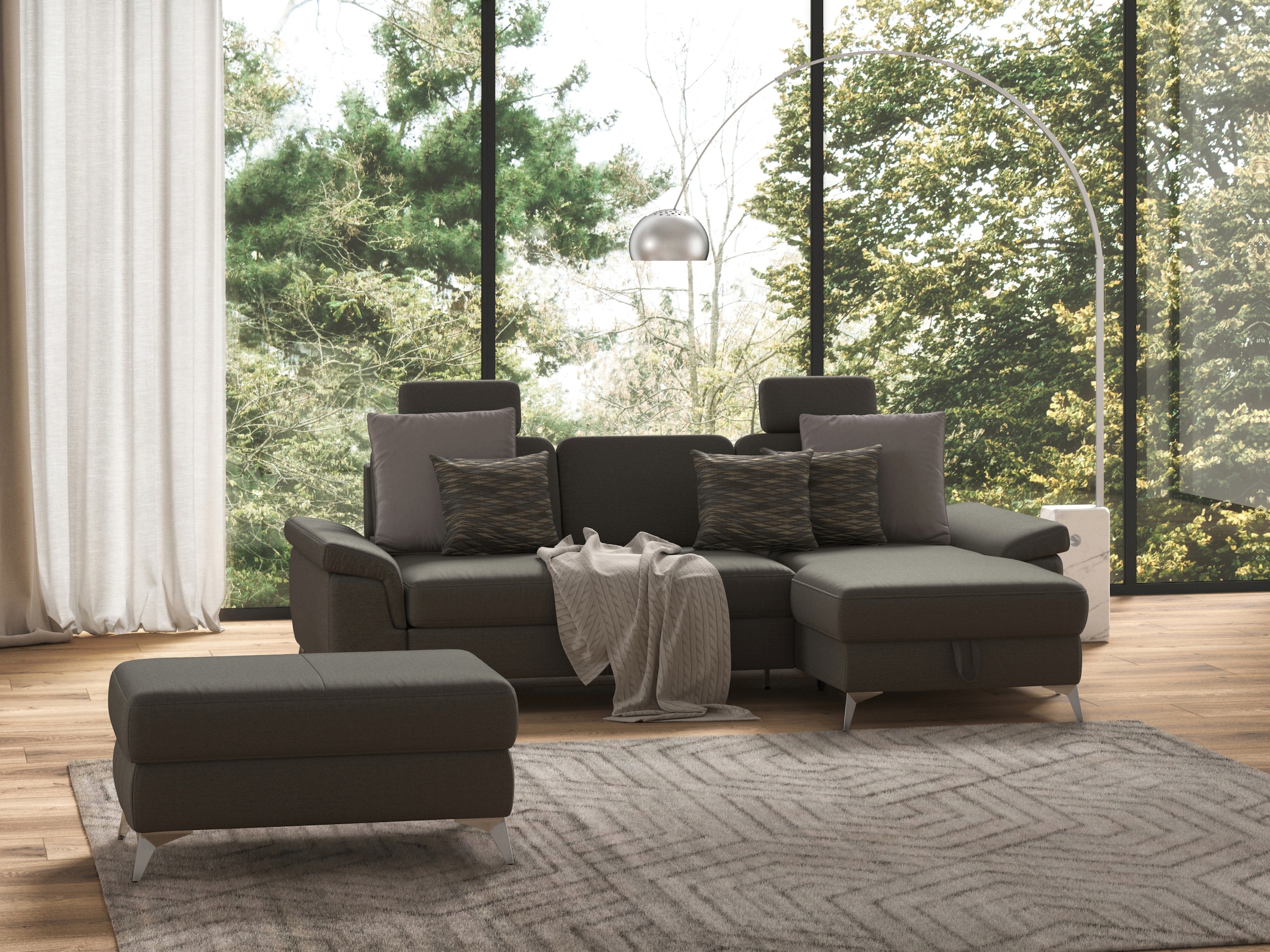 sit&more Ecksofa »Padua L-Form«, inklusive Sitztiefenverstellung, Armteilfunktion und Federkern