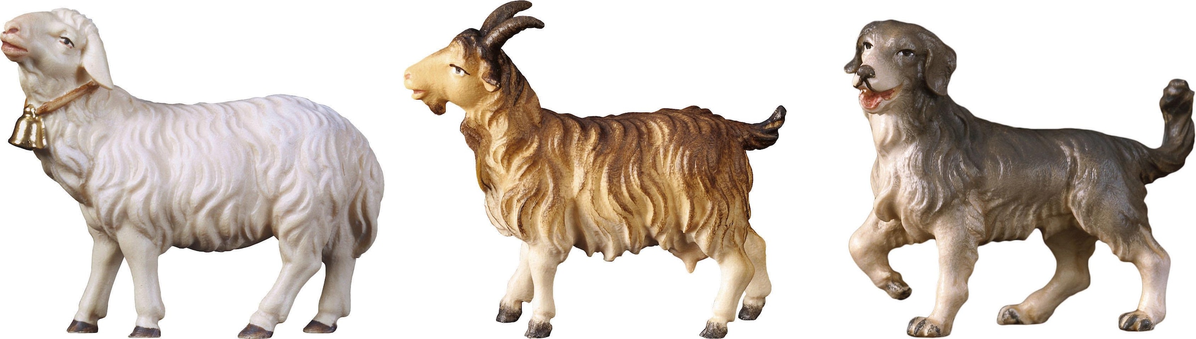 ULPE WOODART Krippenfigur »Schaf, Ziege, Hund, Weihnachtsdeko«, Handarbeit, hochwertige Holzschnitzkunst
