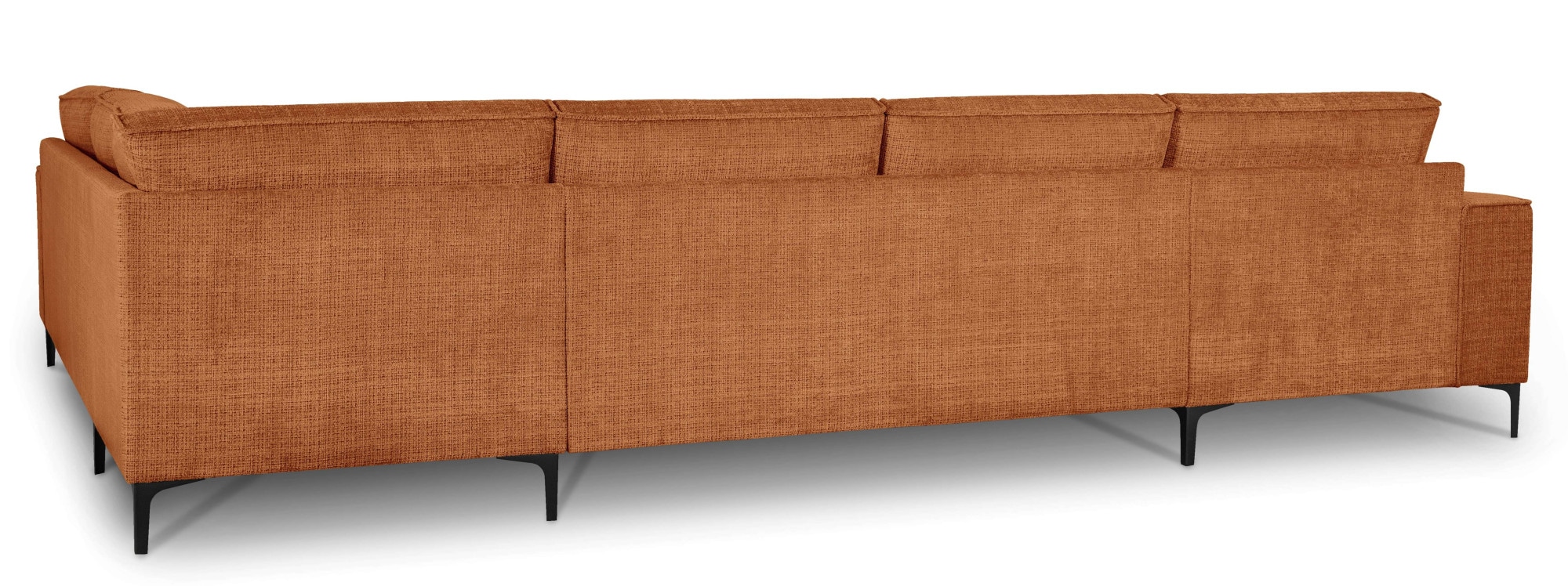 Places of Style Wohnlandschaft »XXL Sofa Oland, Struktur, Flachgewebe, Luxus-Microfaser, Boucle«, U-Form, 342 cm, Wellenunterfederung, Skandi-Design, Metallfüße