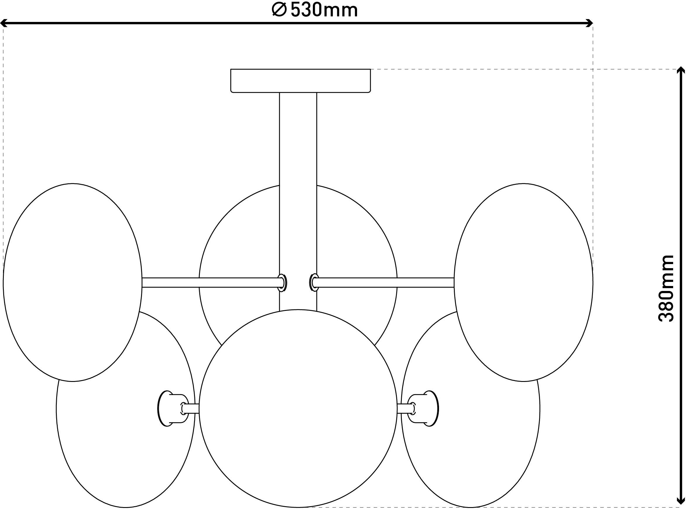 näve Deckenleuchten »Orion« G9 1 Stk. Glasschirme, 6flg. G9, exkl. Leuchtmittel, chrom-smokey, D: 53cm