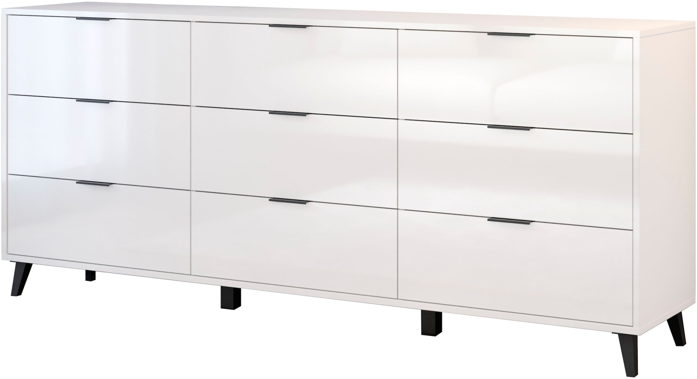 OTTO home Sideboard »Oslo, B/H/T: 180/76/39,5 cm« 9 Schubladen, schwarze Metallgriffe, viel Stauraum