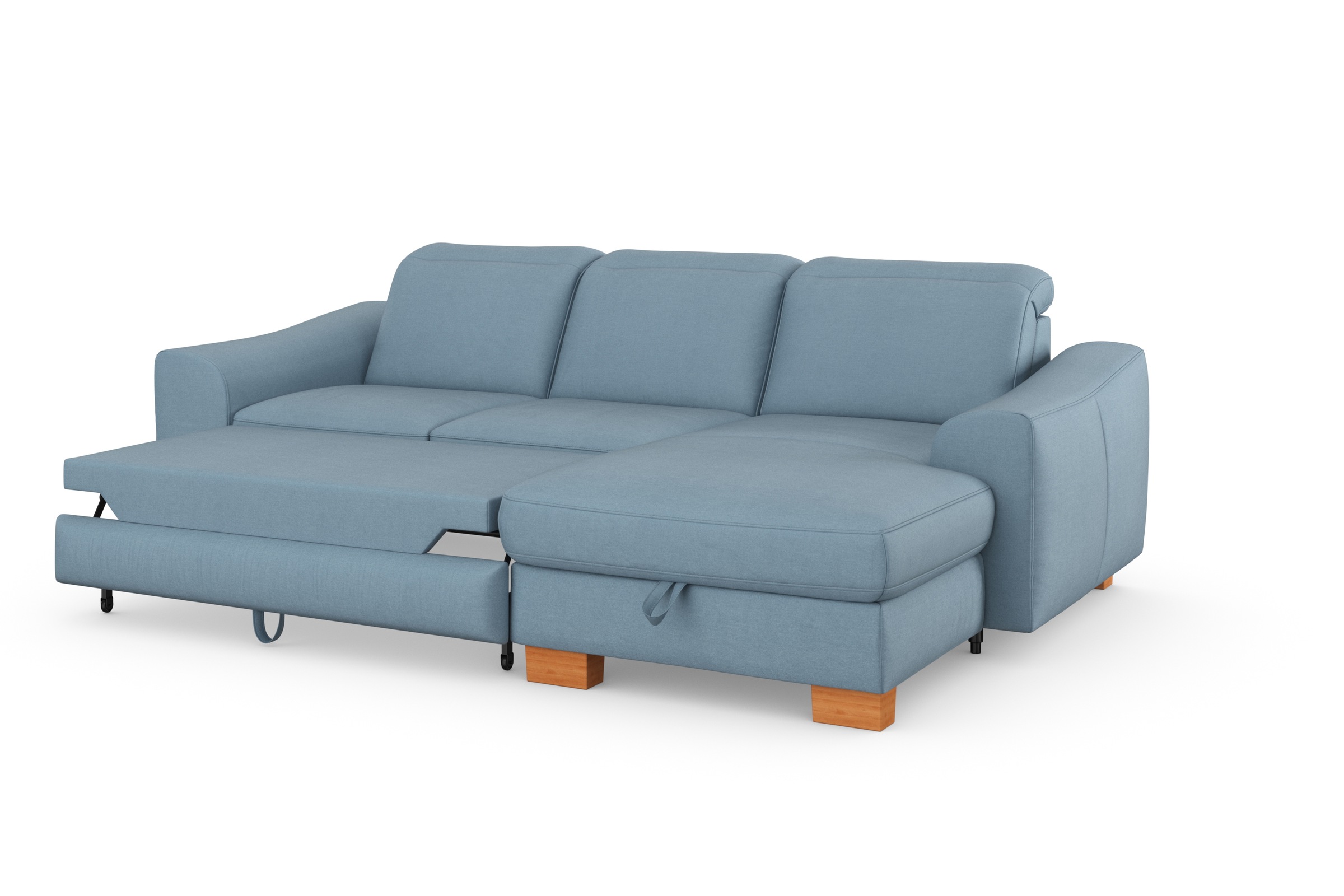 sit&more Ecksofa »Dundee L-Form«, mit Federkern und Massivholzfüßen, wahlweise mit Kopfteilverstellung
