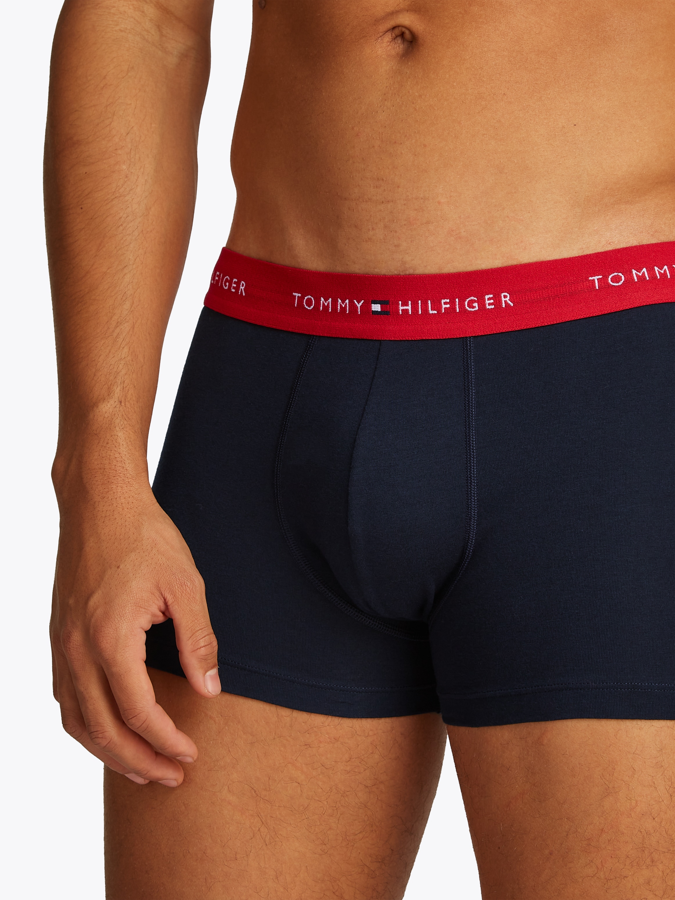 Tommy Hilfiger Underwear Boxer »TRUNK 3 PACK«, (3 St.), mit kontrastfarbenem Logobund