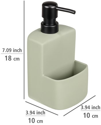 WENKO Spülmittelspender »Modell Festival«, aus Keramik, Soft-Touch Beschichtung, mit Spülschwamm-Fach, 380 ml