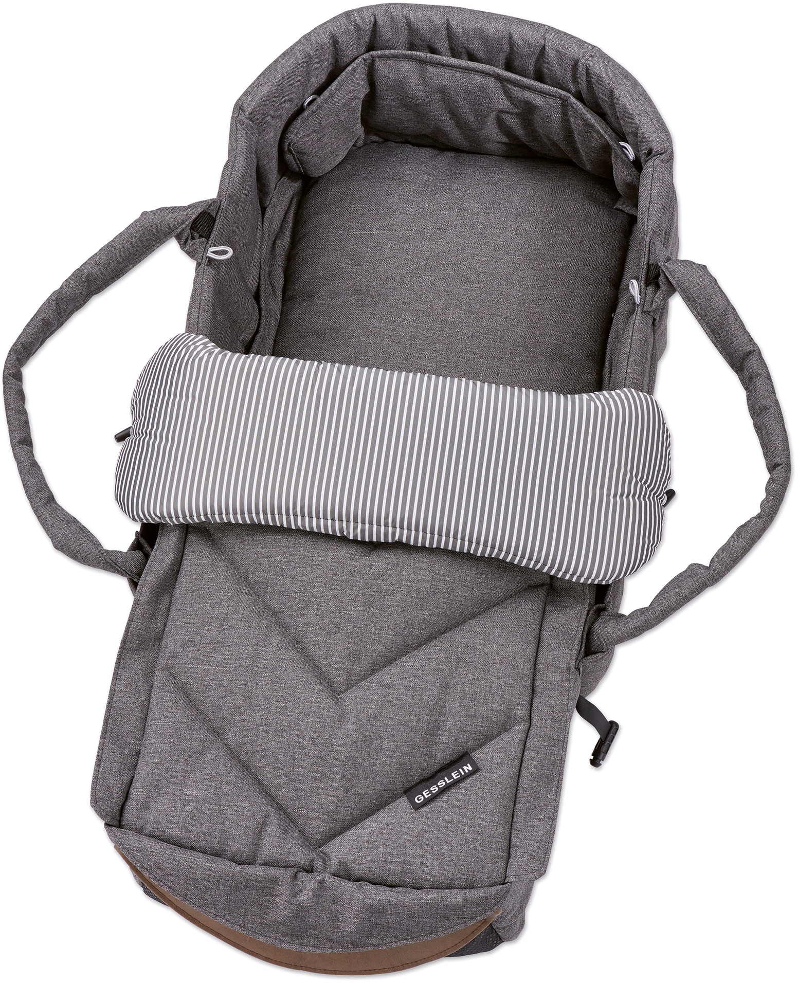 Gesslein Kombi-Kinderwagen »F10 Air+, eloxiert/tabak, grau meliert/Streifen«, mit Tragetasche C1 Lift; Design & Handarbeit aus Deutschland
