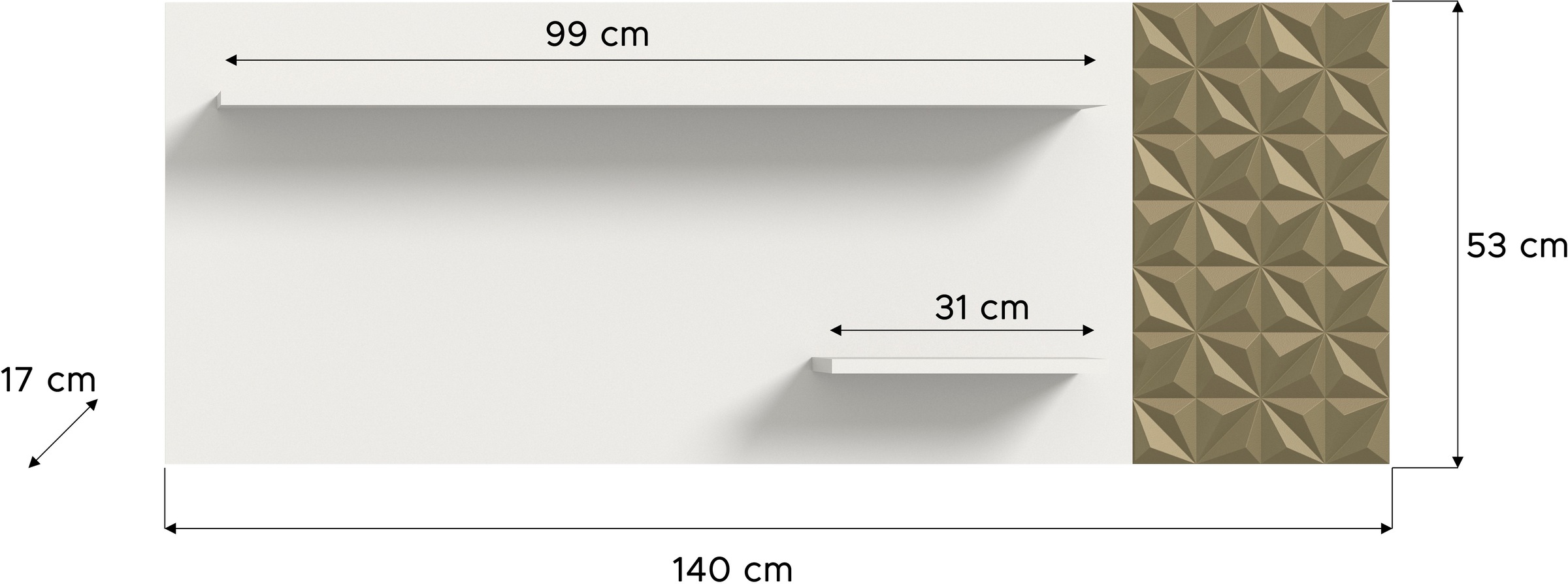 INOSIGN Wandboard »Vicenza, Breite 140 cm, Ornamentabsetzung, 2 Ablageböden«, Wandregal, Regal, Board, Wandablage, Ablageboard