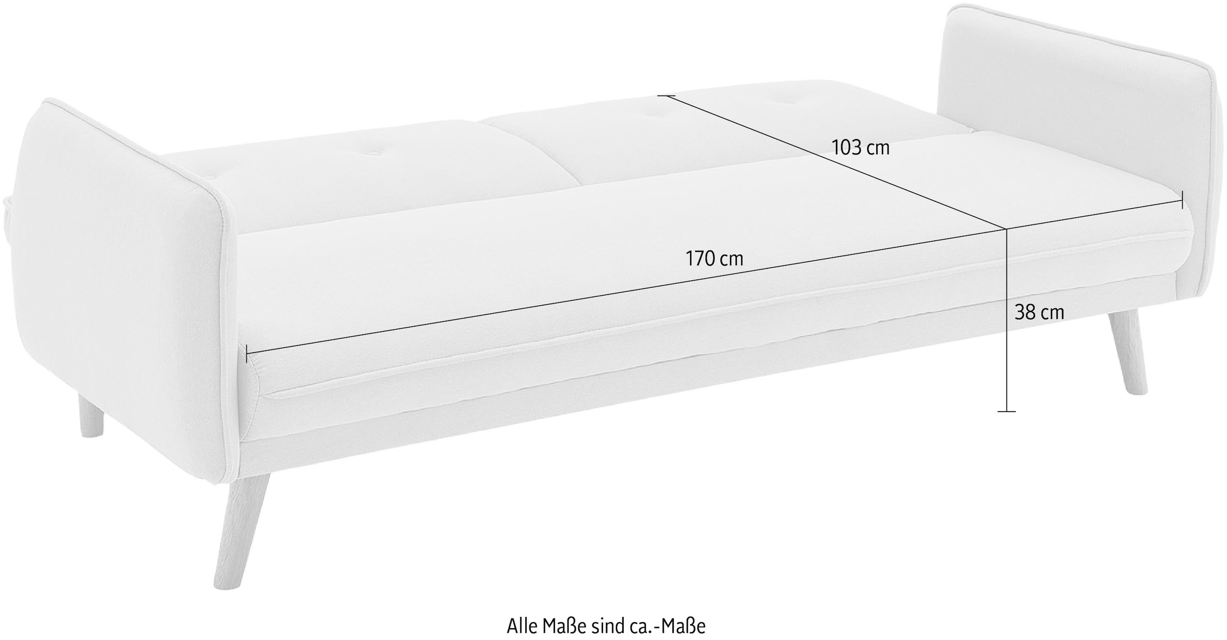 SalesFever Schlafsofa »Linköping, 3-Stizer, Sofa«, mit Knopfheftung im Rücken und Schlaffunktion, Breite 188 cm