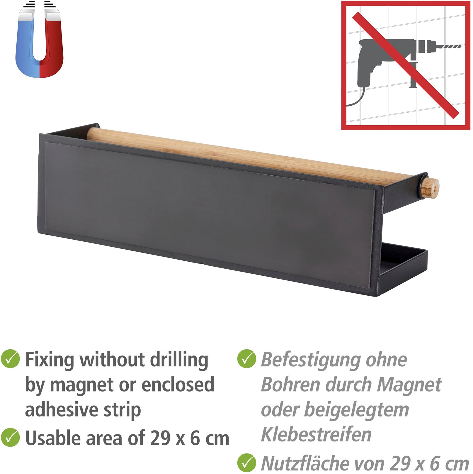 WENKO Gewürzregal »Modell Magna«, magnetisches Küchenregal aus Metall, Befestigung ohne Bohren