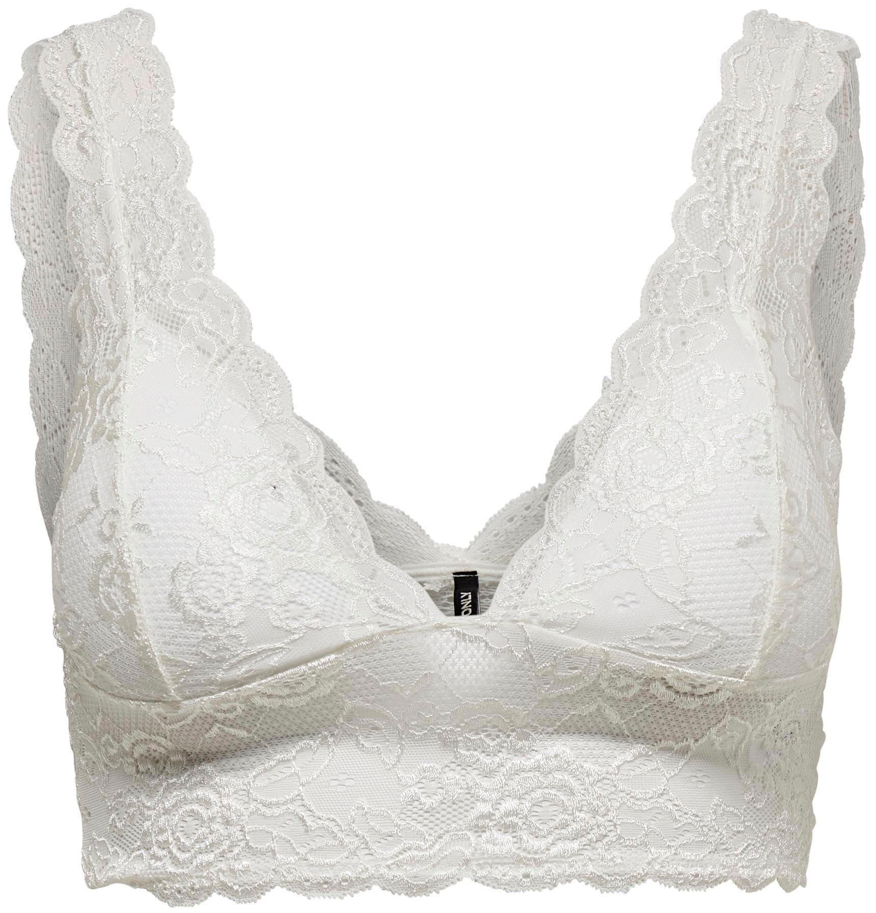 ONLY Spitzentop »ONLCHLOE – Spitzen-Bra mit gepolsterten Cups und Stretch«, regular fit, feminin, Spitze, Kunstfaser, V-Ausschnitt