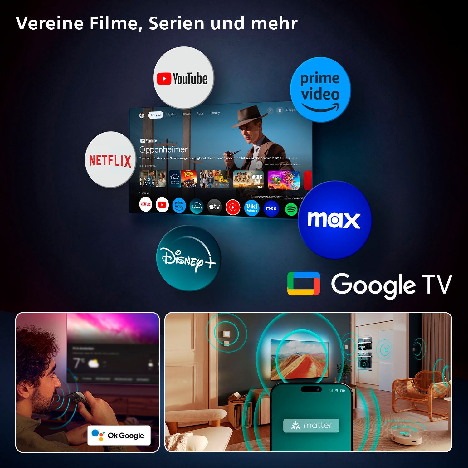Philips OLED-Fernseher »55OLED910/12«, 4K Ultra HD, Google TV-Smart-TV