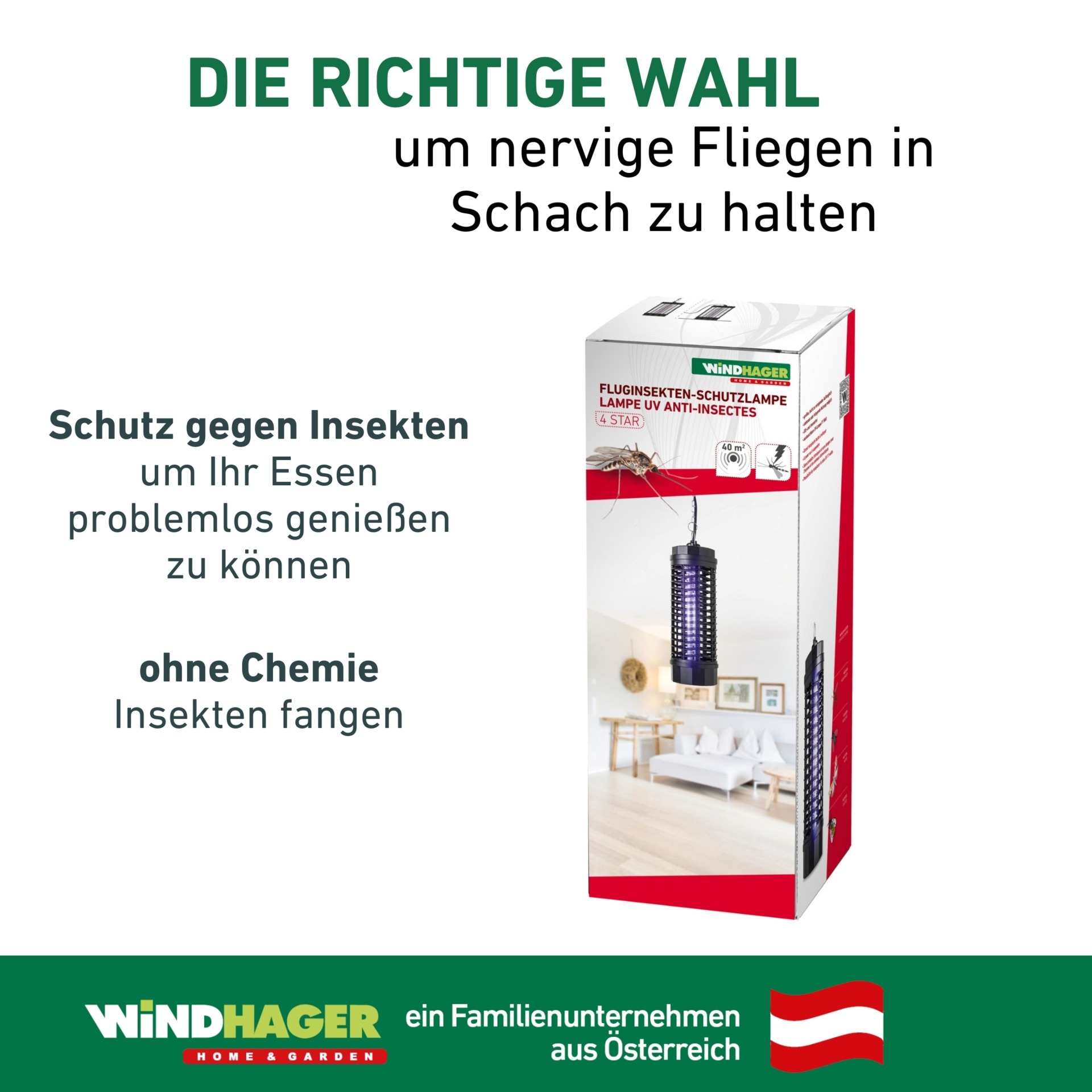 Windhager Insektenfalle »für Fluginsekten, Schutzlampe für den Fang von Insekten« vollisoliertes Kunststoffgehäuse, UV-Lampe mit 4 oder 11 Watt