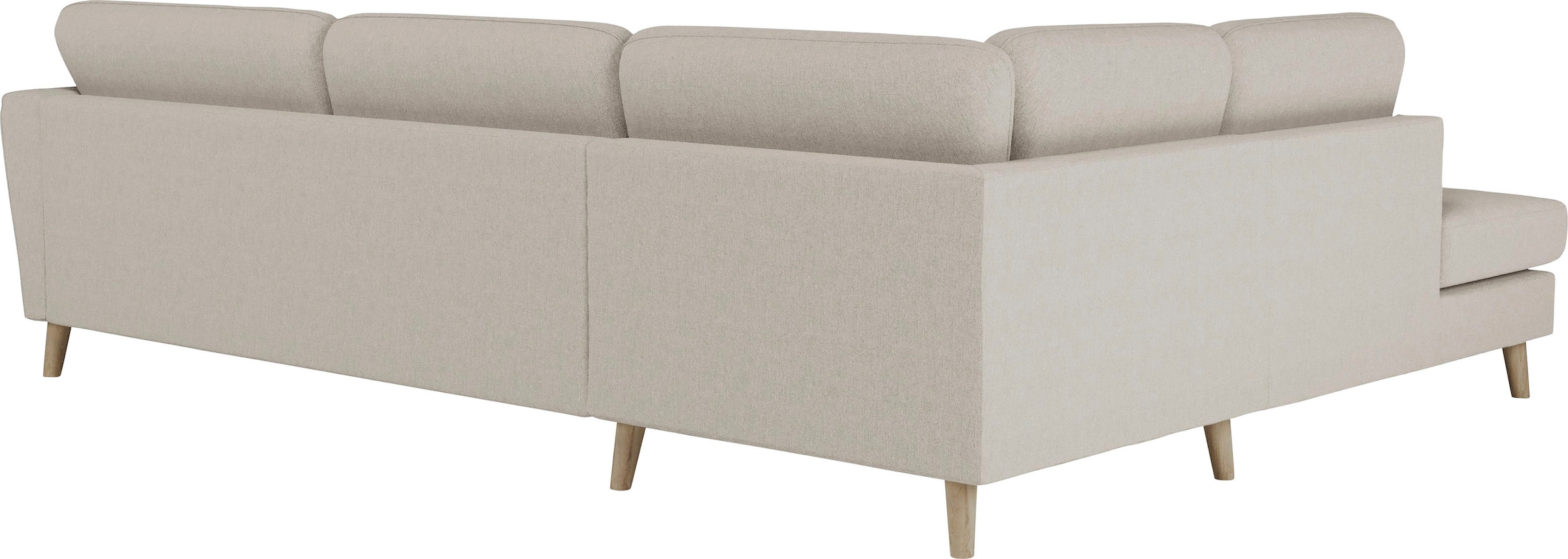 Home affaire Ecksofa »MARSEILLE 278/202 cm, L-Form, Ottom. rechts/links, verschiedene Bezüge«, Massivholzbeine Eiche, Landhausstil, Wellenunterfederung