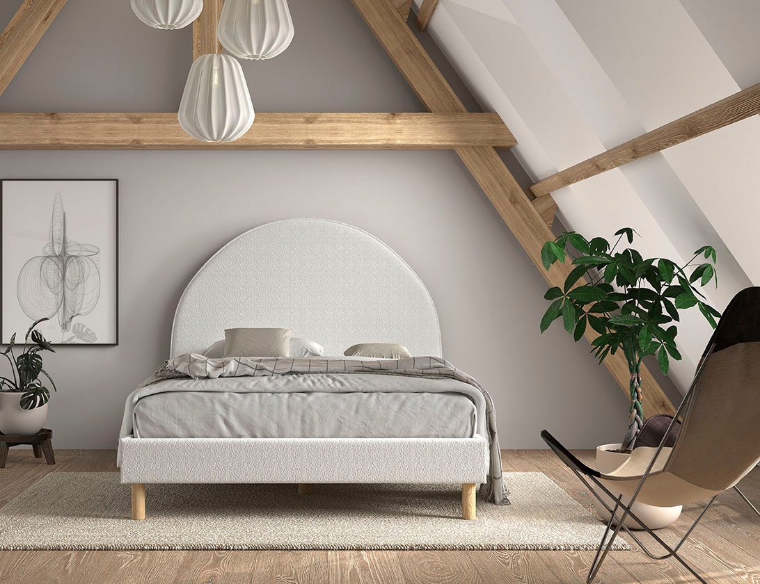 Vipack Polsterbett »MOON«, (Made in Europe), 2 Breiten (90 o. 140 cm), Lattenrost, Bouclé Stoff, wahlw. 4 Farben