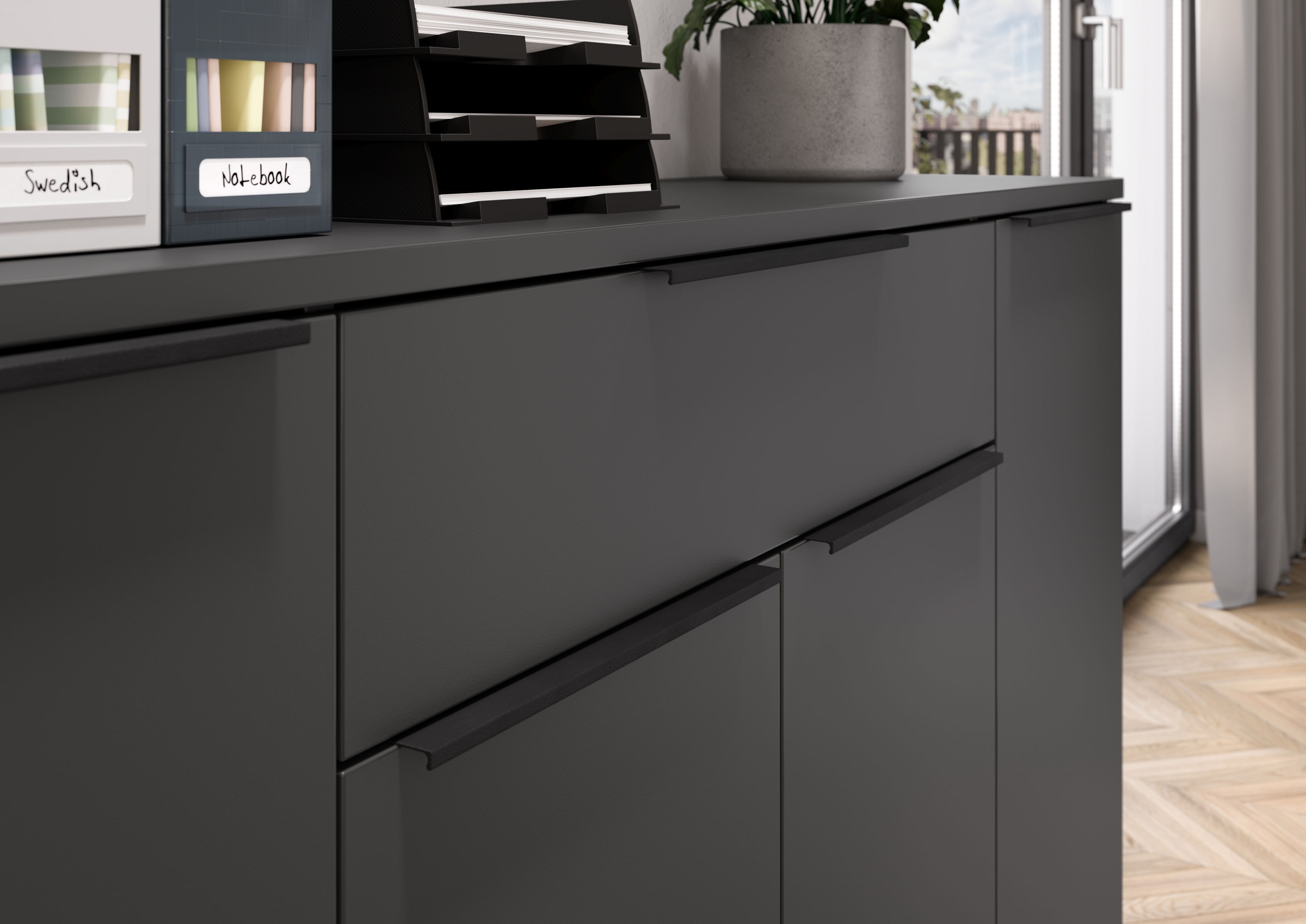 GERMANIA Sideboard »Mailand«, Sideboard mit einer Schublade und 4 Türen, in graphit & weiß verfügbar