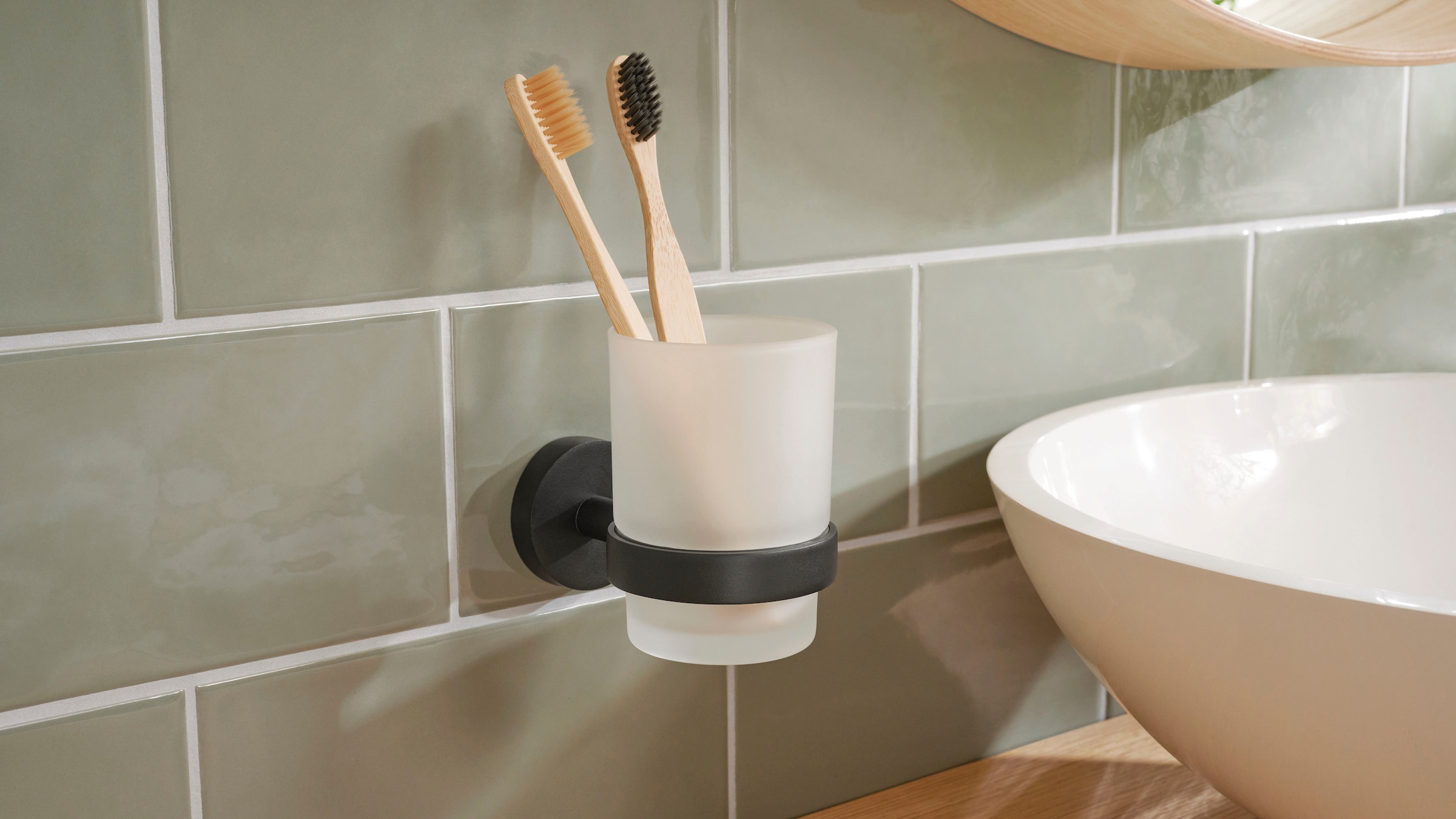 tesa Zahnputzbecher »MOON Zahnputzbecherhalter ohne Bohren - 9,6 cm : 7 cm günstig online kaufen